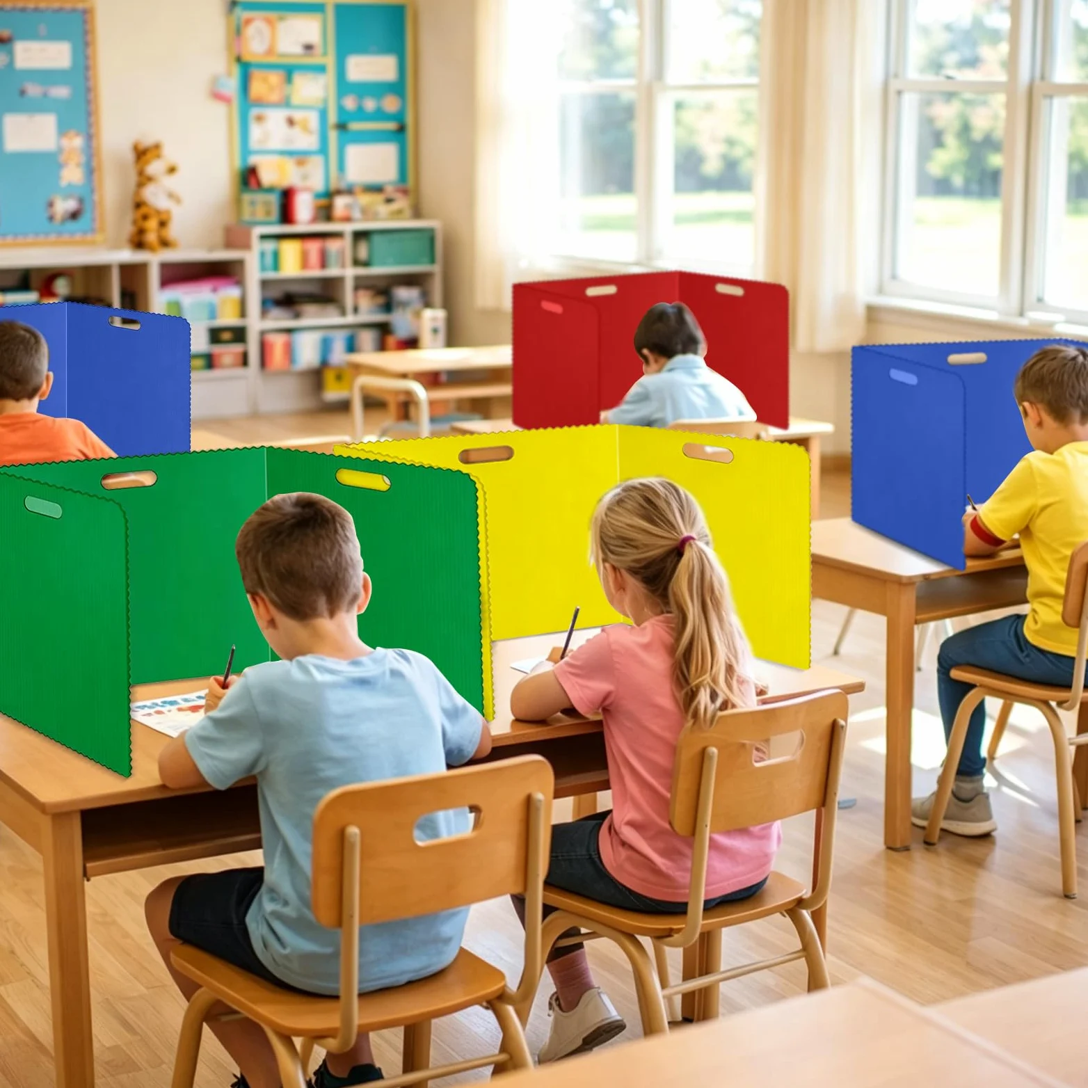 12-24 Pièces Séparateur de Bureau,40x30x30cm U Forme Panneau de Séparation de Bureau Pliable avec 36-72 étiquettes Nominatives,Cloison Bureau Couleur,pour L'école,Bureau,Bibliothèque (12 Pièces)