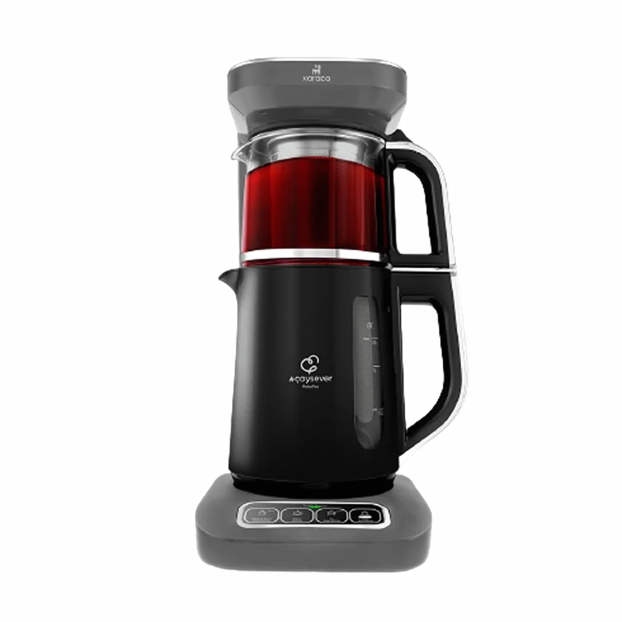 Karaca Caysever Robotea Pro 4-en-1 Theiere Electrique Automatique, Machine à Café Filtré, Bouilloire à Thé, Theiere avec Infuseur, 2500W, Gris Espace