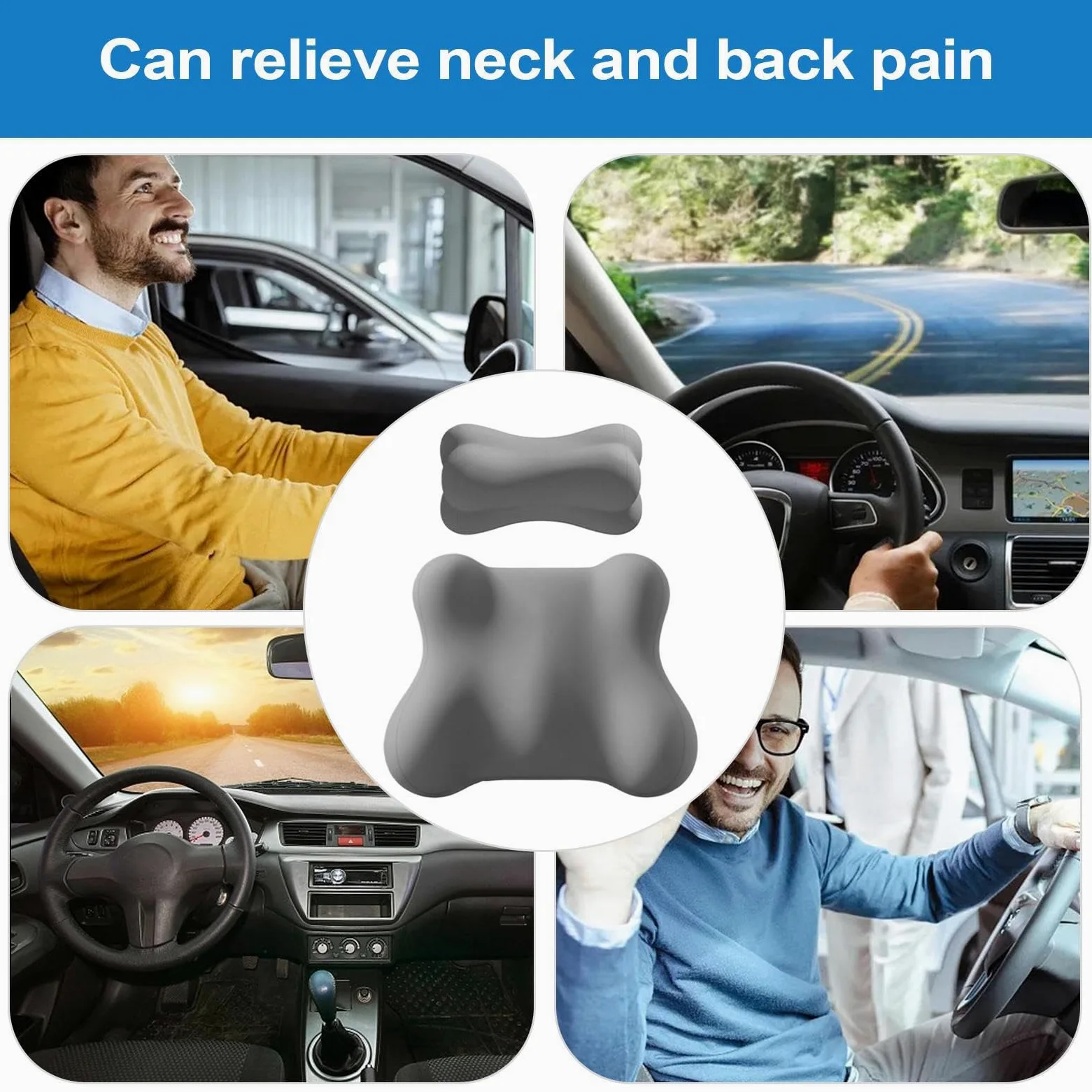 Appuie-Tête Pour Voiture Et Support Lombaire Accessoires De Conduite | Soutien Lombaire Et Cervical Pour Siège De Conduite pour Conducteurs Avion Chaise Bureau Canapé Siège Relax