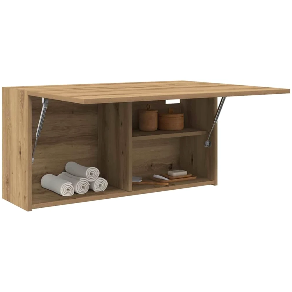 Armoire murale de bain chêne artisanal bois d ingénierie