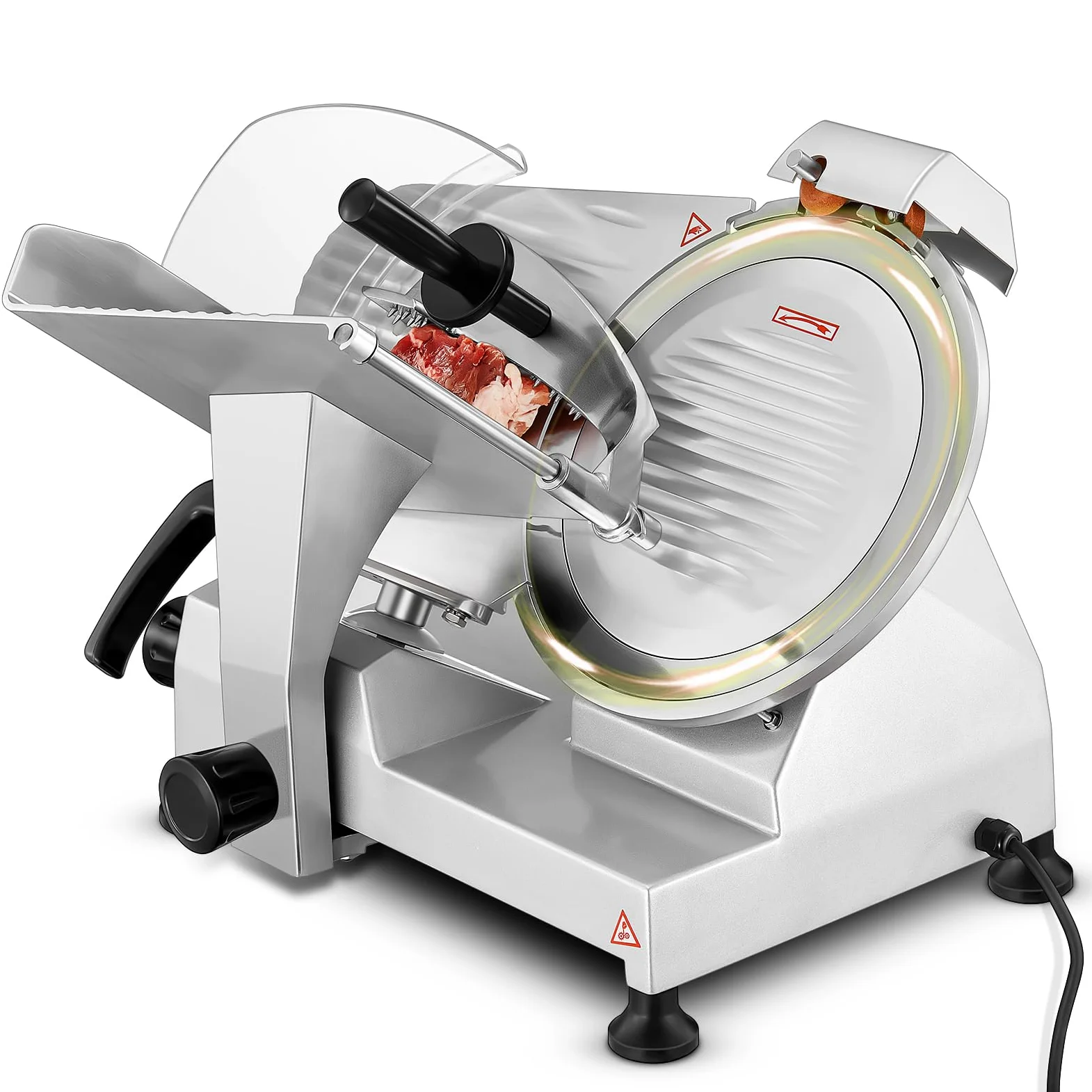 240W Trancheuse Électrique Commerciale à viande Trancheuse à Jambon Lame 254 mm 350-400 tr/min Trancheuse Charcuterie avec Lame en Acier Inoxydable pour Couper en Tranches Viande Fromage Légumes