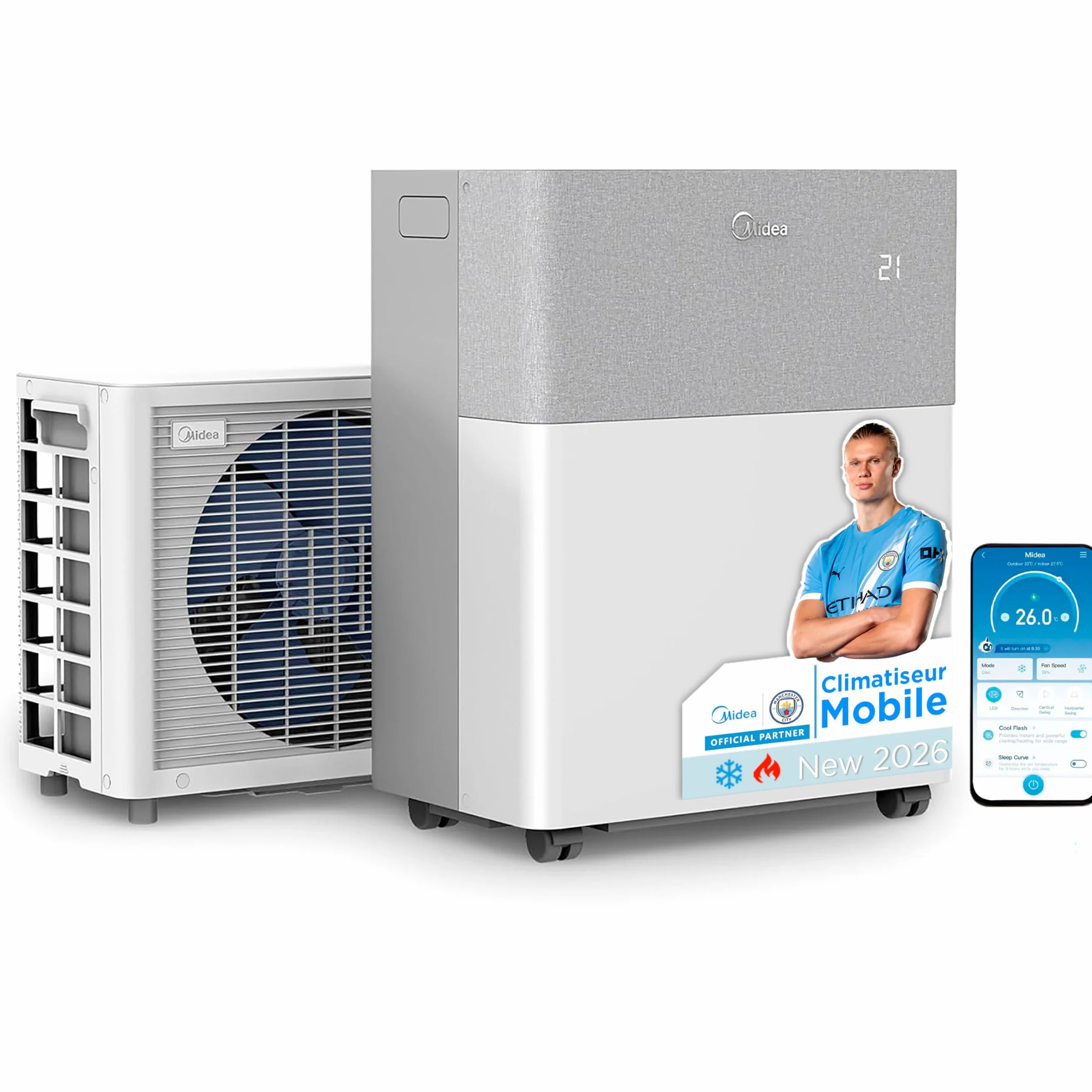 MIDEA Climatiseur PortaSplit Mobile Silencieux 4-in-1| 12000 BTU | Chauffage et Climatisation Portable Prêt à Poser 3,5kW- Clim Mobile avec rafraîchisseur, déshumidificateur, chauffage,ventilateur