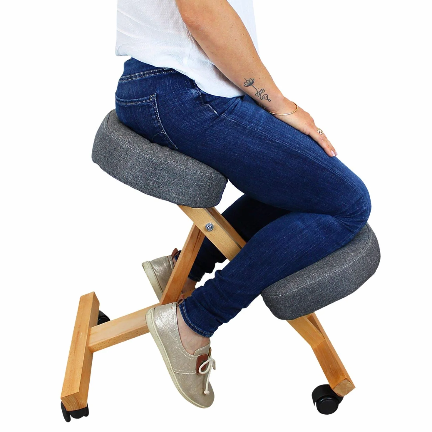 Vivezen - Tabouret, Chaise Ergonomique, siège Assis Genoux en Bois Pliable et réglable - 3 Coloris