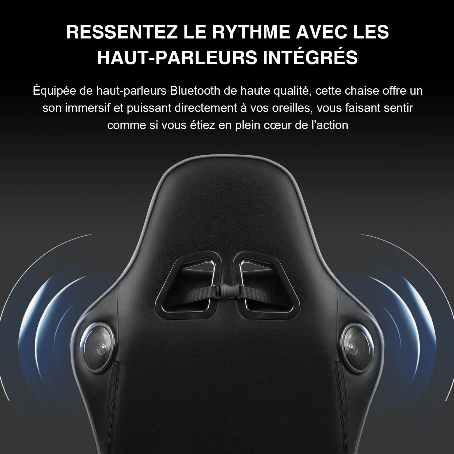 GTPLAYER Chaise Gaming Repose-Pieds Haut-Parleur Bluetooth Fauteuil Gamer Gris Siège Ergonomique (Gris)