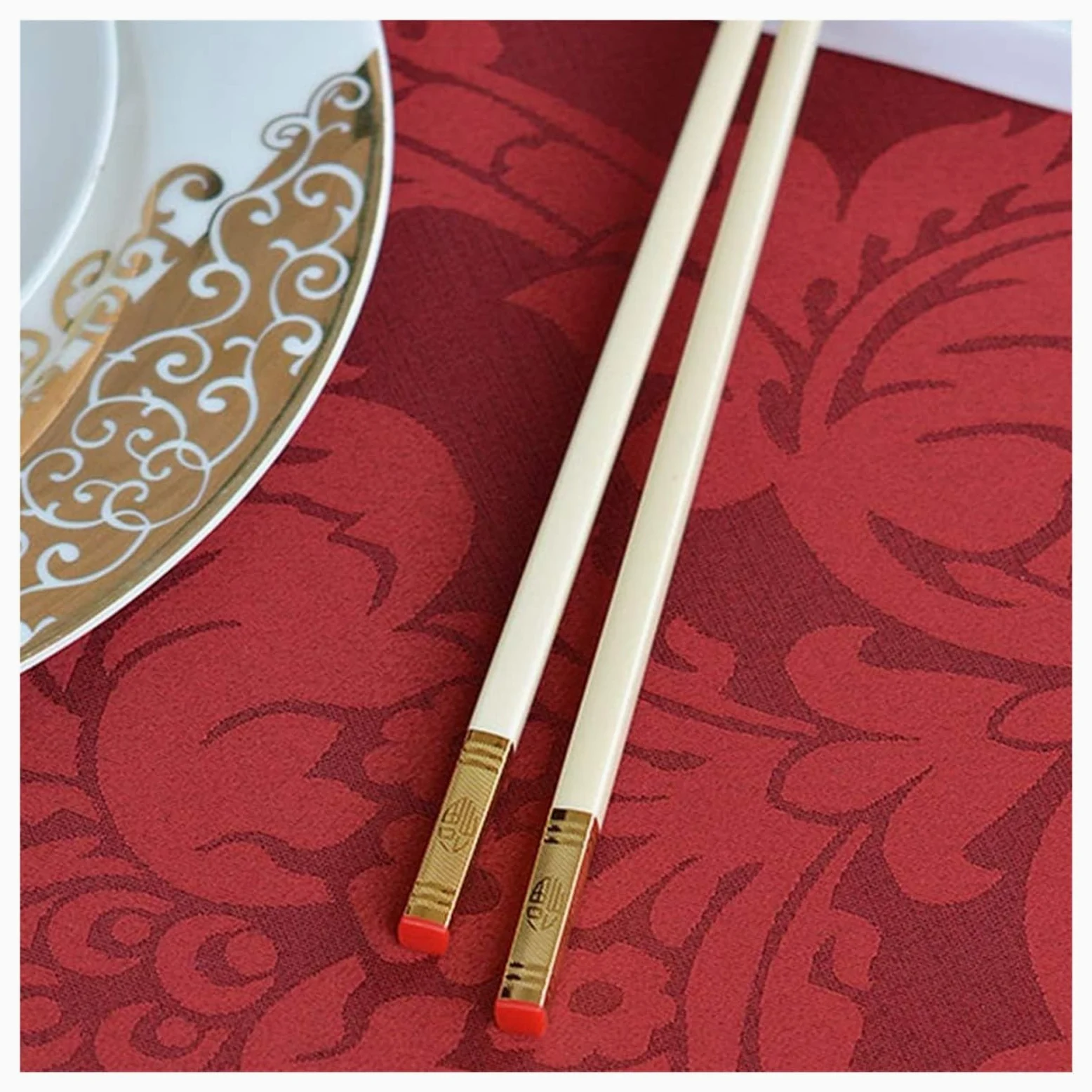 Jeu de baguettes, Baguettes réutilisables, for sushis ou autres plats de cuisine japonais, chinois, coréens, faciles à nettoyer, paquet cadeau 10 paires, avec motifs noirs et dorés C(D)