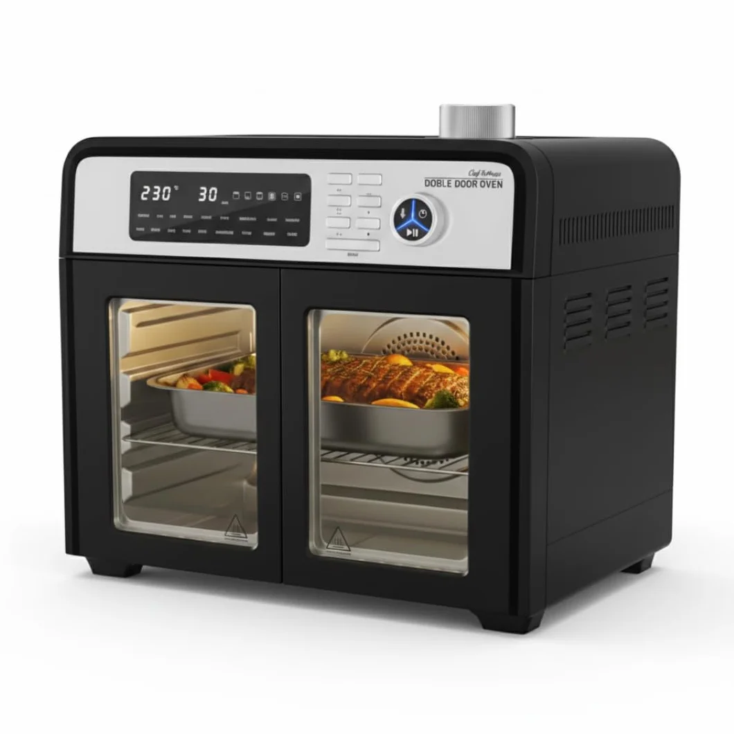 STARLYF Doble Door Oven Four Friteuse à Air XXL 28L | Double Porte, 18 Programmes, 1700W, Grill, Rôtissoire, Déshydrateur et Écran LCD | Four Électrique Multifonction de Cuisine