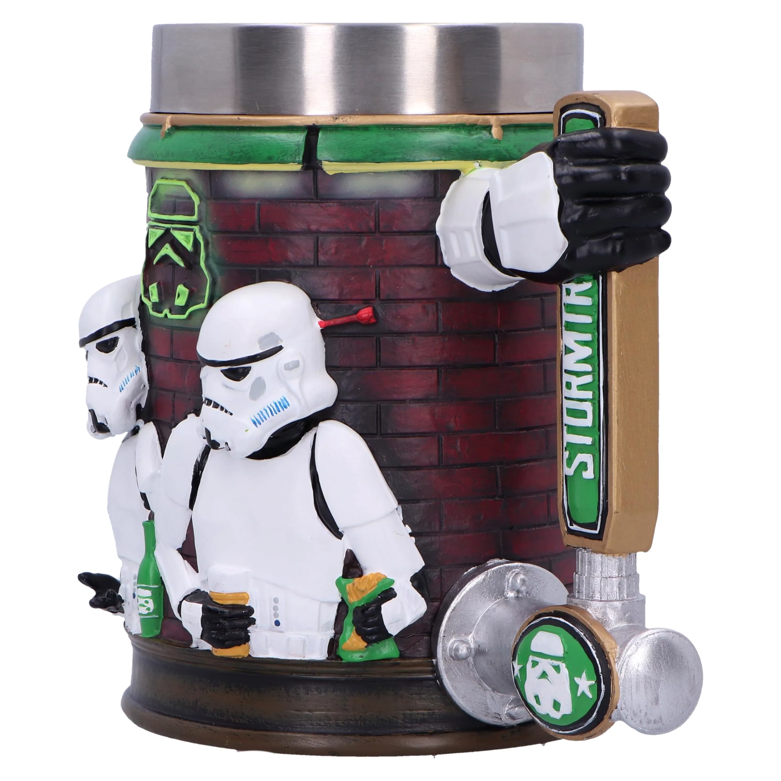 Nemesis Now Chope de bar Stormtrooper de 15,4 cm en résine, sous licence officielle Stormtrooper, design bar, poignée du robinet de bière, insert en acier inoxydable, coulée dans la meilleure résine,