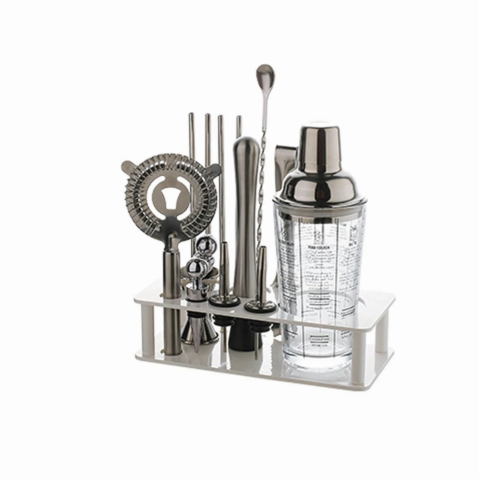 Shaker Cocktail Cocktail Shaker Set de - Kit de barendants en Acier Inoxydable Cocktail Shaker avec Filtre de Boisson intégré, Outils de Barres Professionnels 15 pièces Set à Cocktail (Color : A)