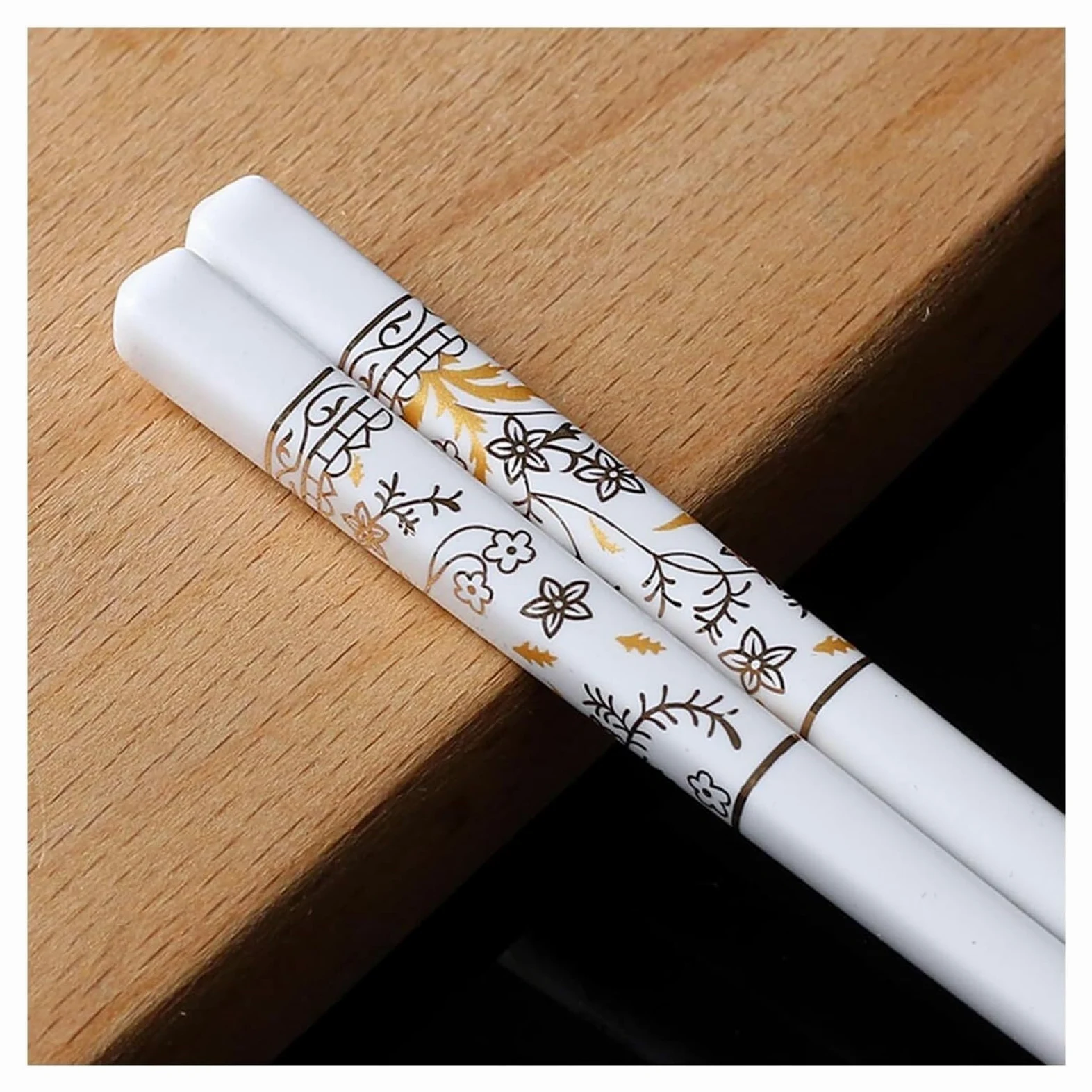 Jeu de baguettes, Baguettes en os réutilisables de haute qualité, résistance aux hautes températures, légères, faciles à utiliser et nettoyer, 5 paires style chinois, 9,6 pouces S(W)