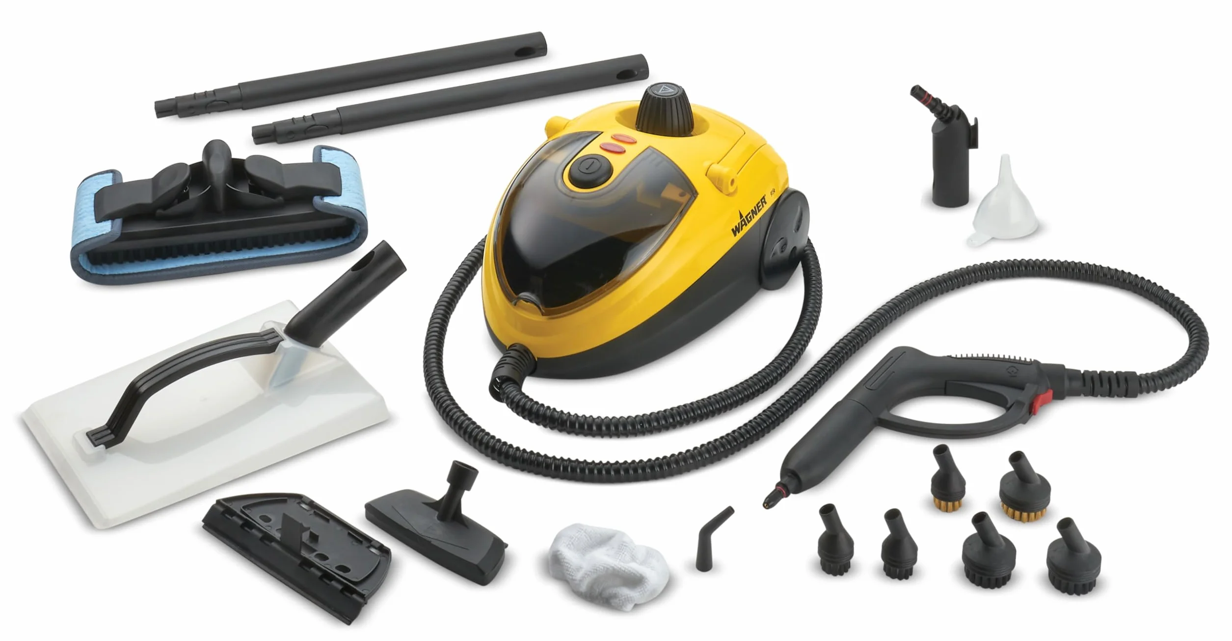 WAGNER Power Steamer 915 E, multifonction nettoyeur vapeur de 18 accessoires, pression 3,5 bar, temps de vapeur env. 40 min, 1,2l reservoir, 2,4 m Longueur du tuyau, 1500 W