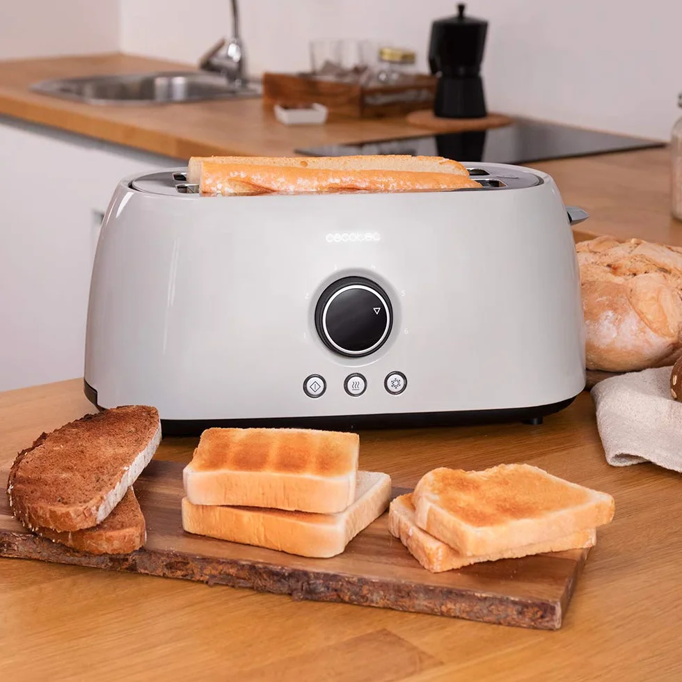 Cecotec Grille-pain numérique ClassicToast 15000 Beige ExtraDouble. 1500 W, 2 fentes très longues et larges, 3 fonctions préconfigurées