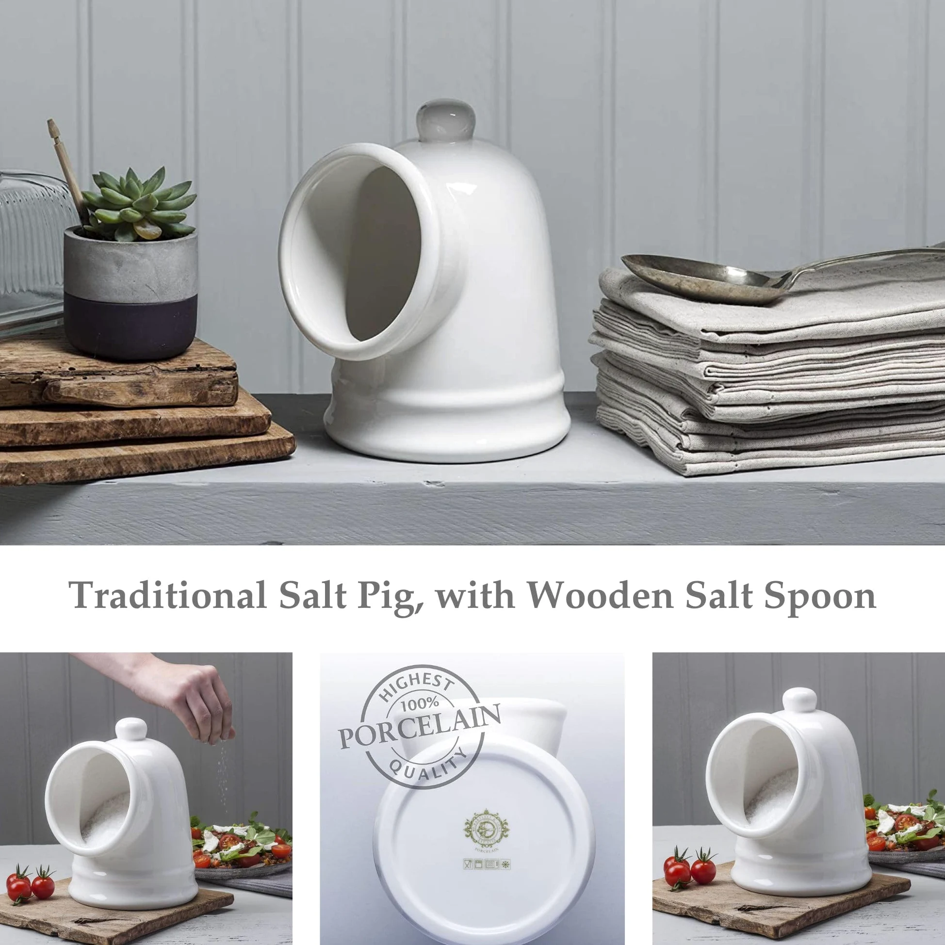 WM Bartleet & Sons 1750 T56 Grand cochon à sel traditionnel en porcelaine Blanc 14 cm