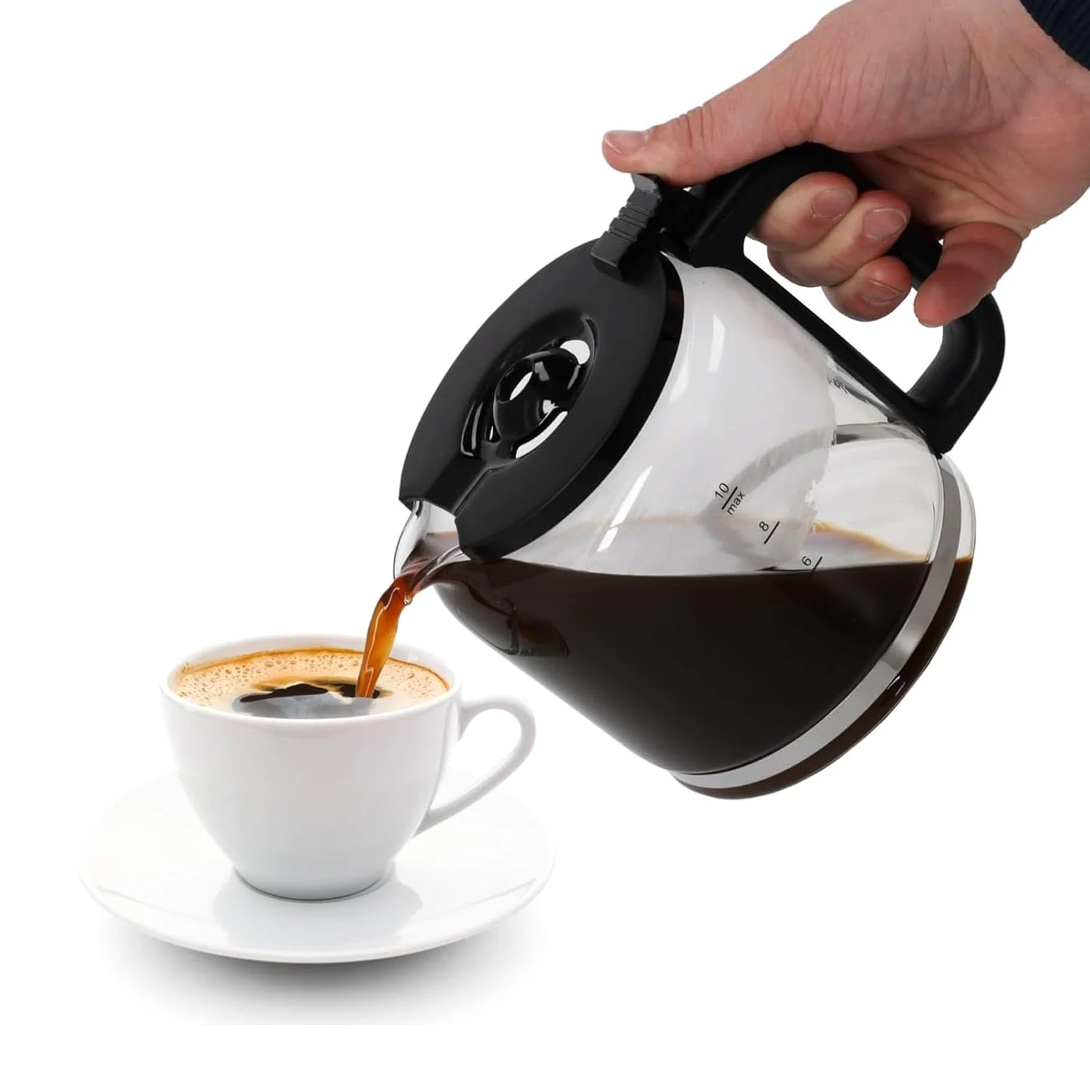 Westinghouse Rétro Cafetière Filtre, Cafetière Pour 10 Tasses, Carafe en Verre, Filtre Permanent, Système Anti-Goutte, Fonction Maintien au Chaud, Noir