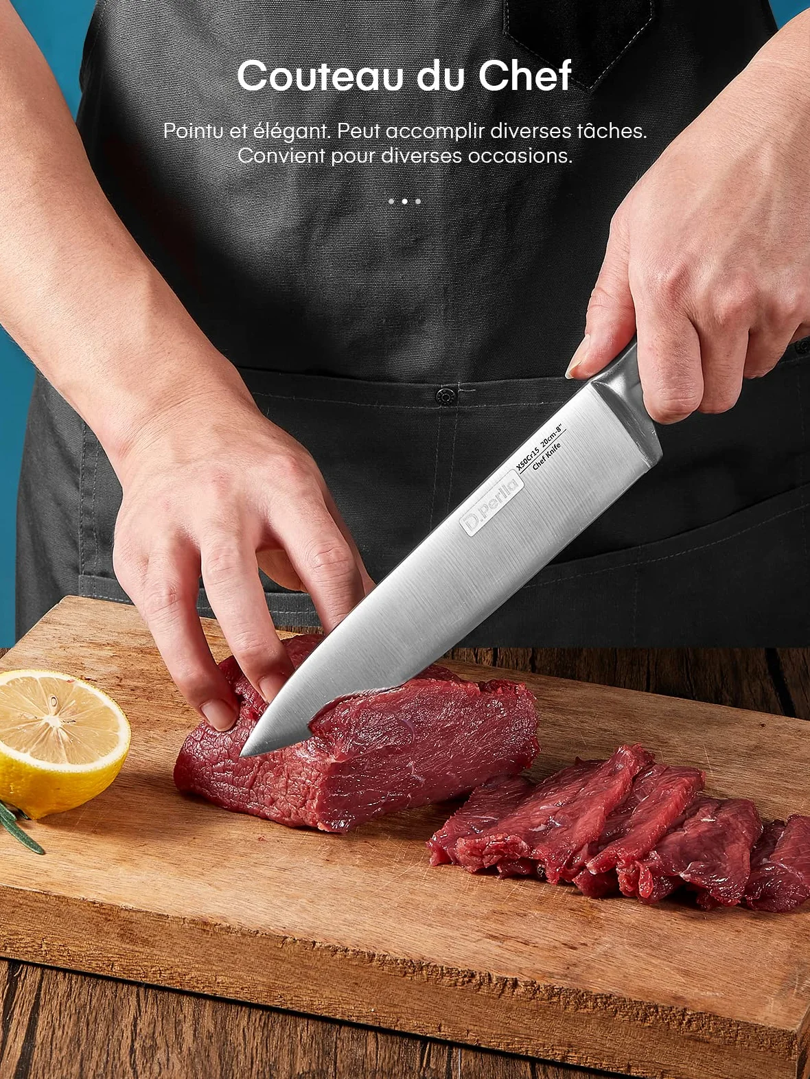 D.Perlla 14 Pièces Set de Couteaux de Cuisine, pour Chef Professionnel, Forgé à Partir D'acier Inoxydable à Haute Teneur en Carbone, Porte Couteau en Acrylique