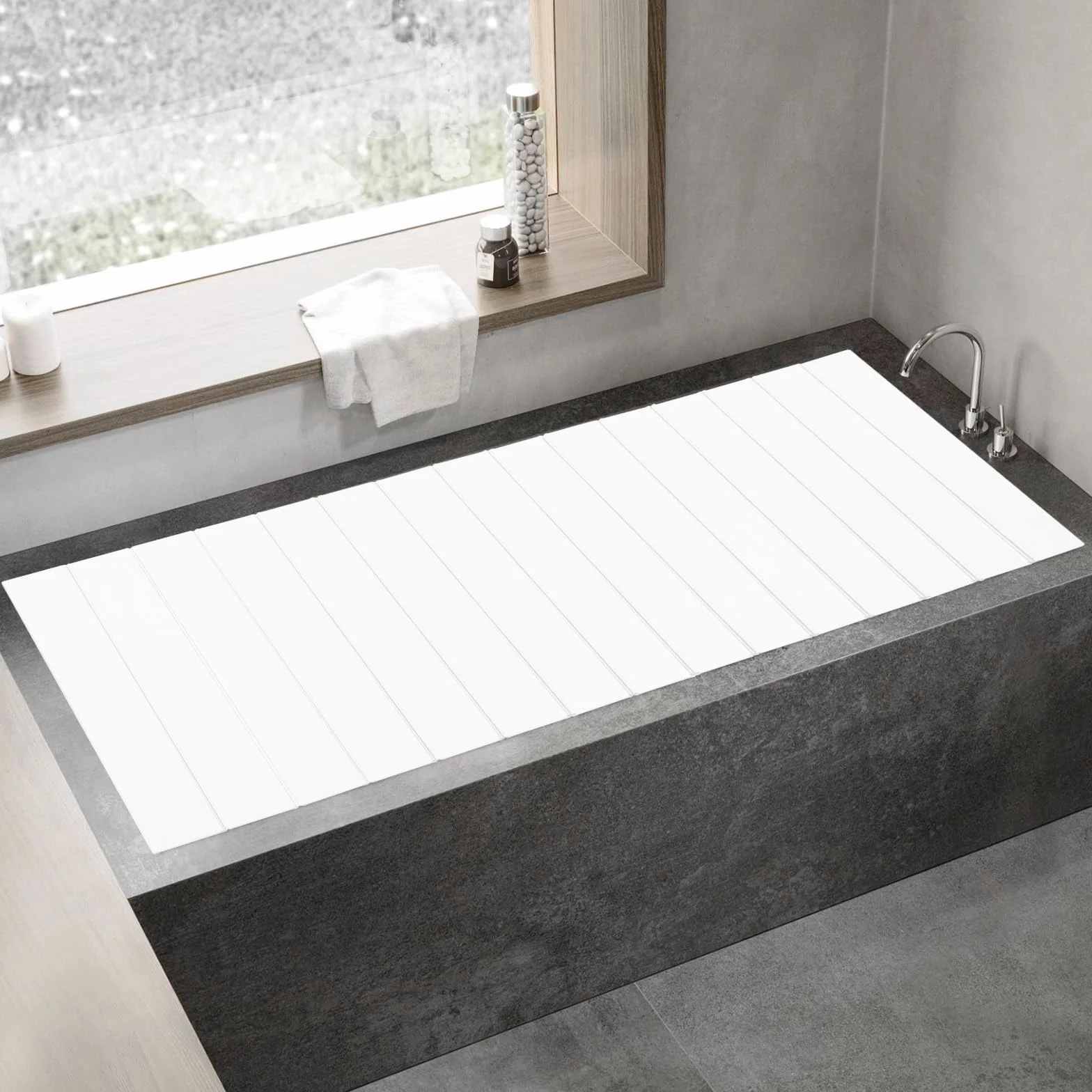 Housse de baignoire pliable, 160 x 70 cm, imperméable et résistante à la poussière, en PVC, isolation pour baignoire et spa, charge maximale 5 kg (blanc)