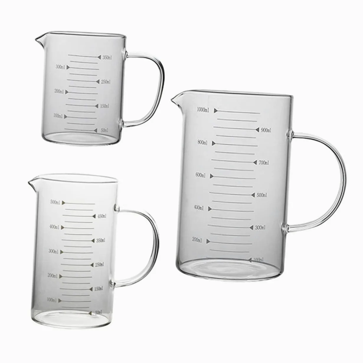 Mikinona Lot de 3 tasses à mesurer en verre pour le lait pour les restaurants les bars pour un débit fluide