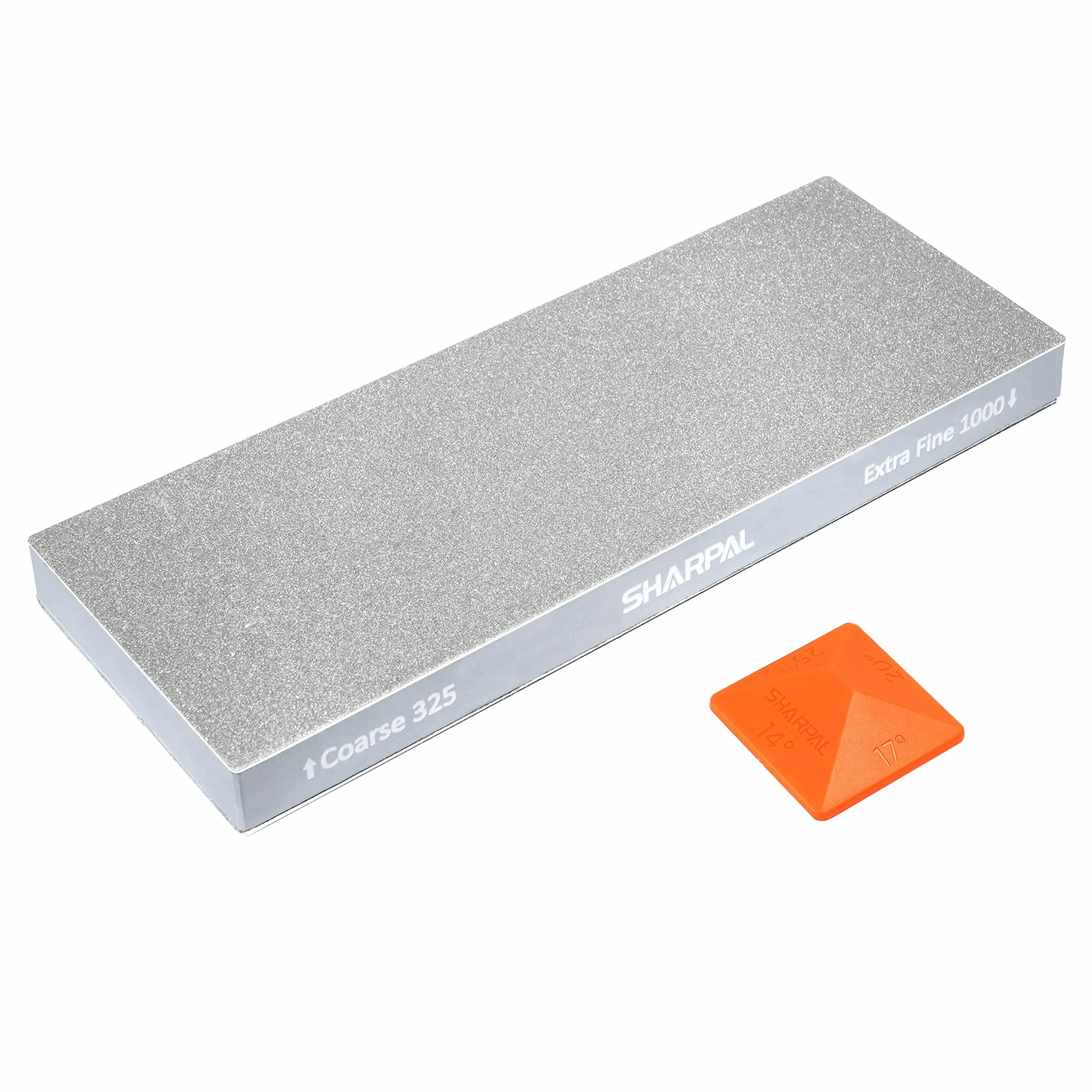 SHARPAL 168H Pierre à Aiguiser Diamant Dual-Grit 201 x 75 mm – Gros Grain 325 & Grain Extra-Fin 1000 Monocristallin, Pierre à Affûter Professionnelle avec Guide d'Angle et Semelle Antidérapante
