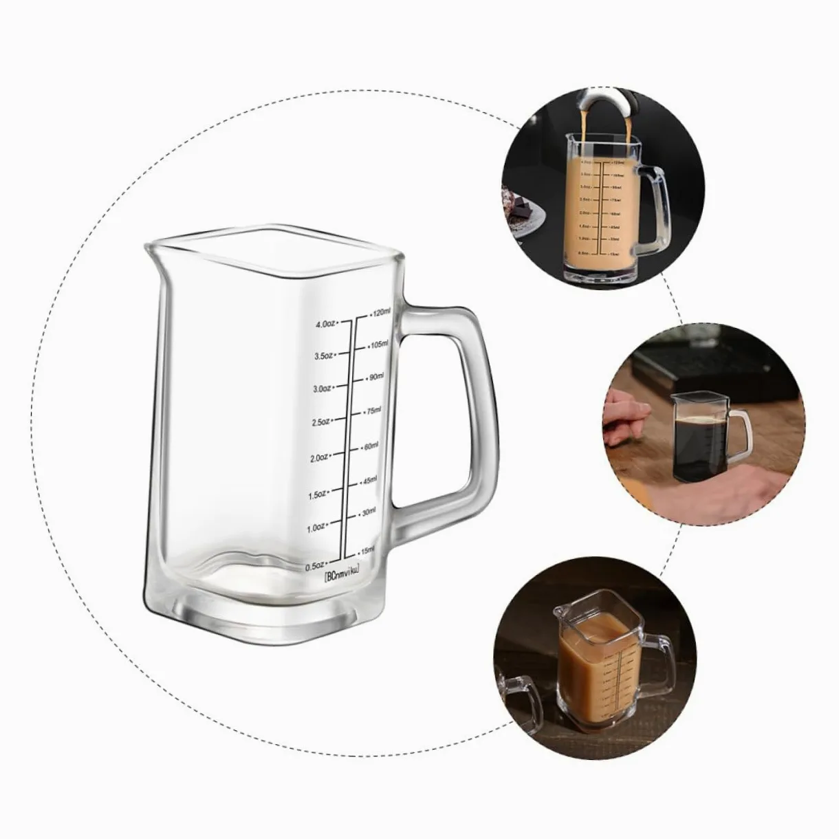 5 Pièces Tasse De Mesure De Verre Pour Tasses Portable Gobelets Café Tasse à Mesurer Liquide Gobelet Verseur Expresso Berceur De Verre Verseur En Transparent Un