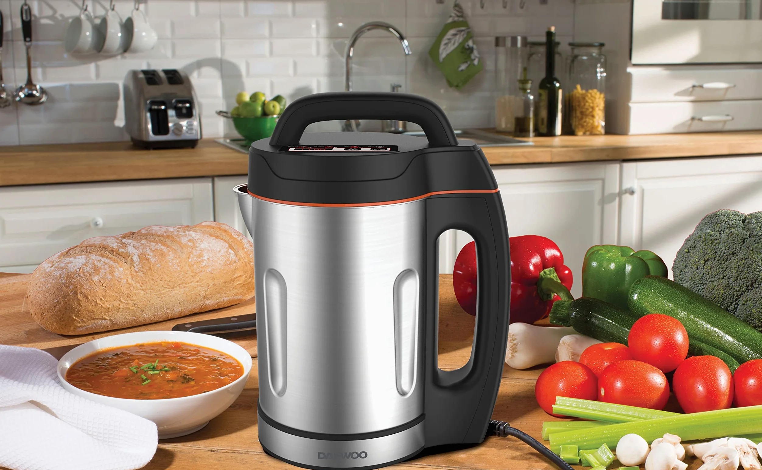 Daewoo Machine SDA1714 | Utilisation : 1000 W | Capacité de 1,6 L | Idéal pour une soupe lisse et épaisse | Voyants LED | Capteurs de surremplissage et de débordement, acier inoxydable, 1000 W, 1,6