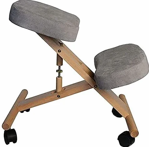Chaise ergonomique professionnelle à hauteur réglable avec roulettes coussins confortables et support de genoux pour une bonne posture corriger les douleurs dorsales cervicales la