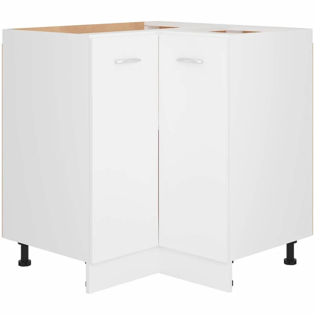 vidaXL Meuble d’Angle Lyon, 75,5x75,5x81,5 cm, Bois reconstitué, Blanc, Rangement Salle de Bain & Cuisine, Placard sous évier, Fixation Murale, Organisateur Maison
