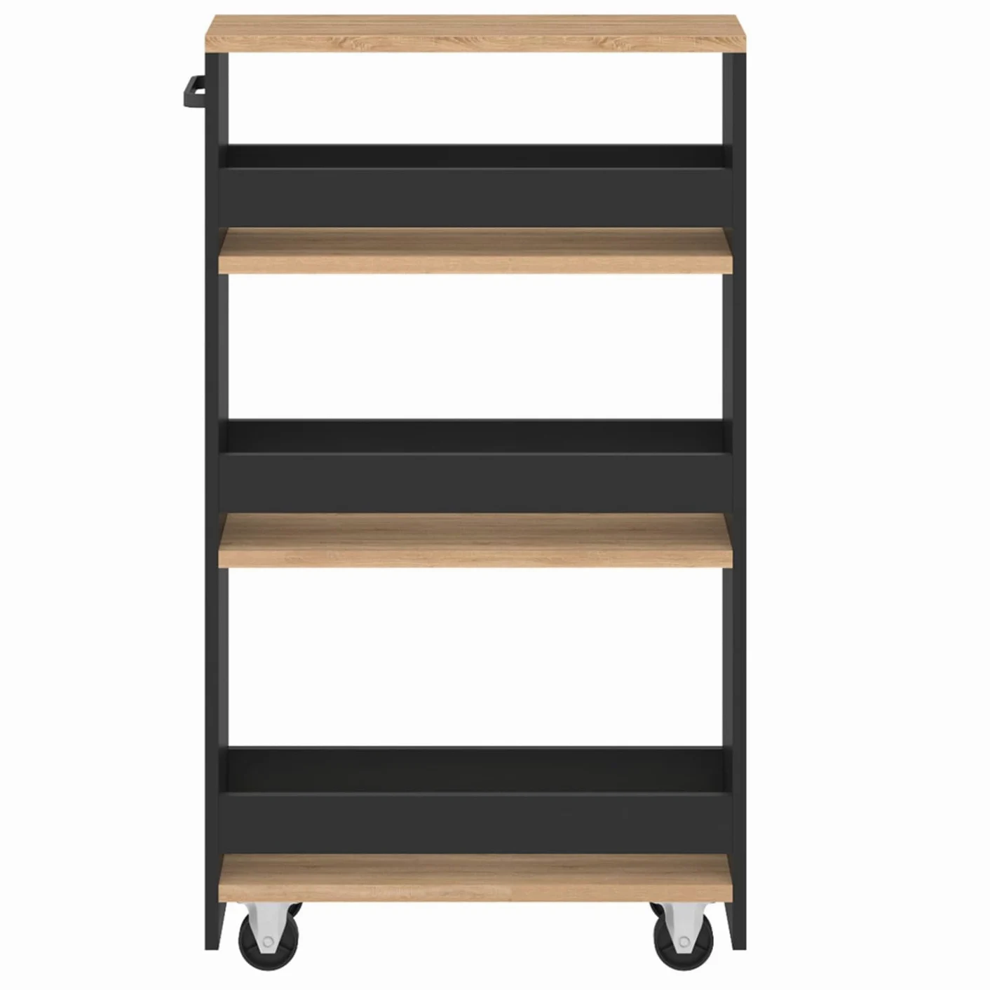 IDMarket - Desserte de cuisine gain de place HAGA chariot de rangement à étages noir et façon hêtre