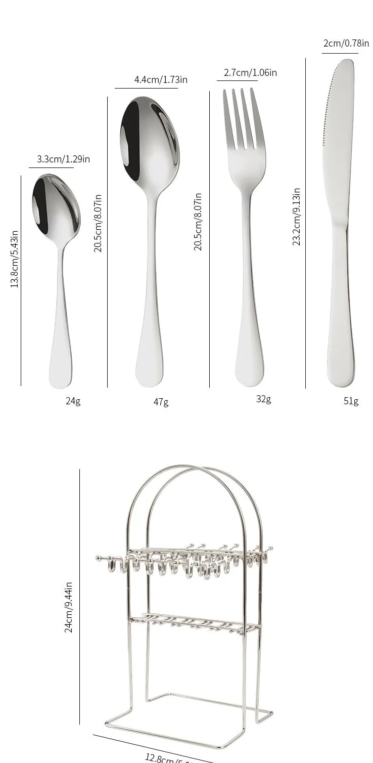 Ensemble de couverts en acier inoxydable, ensemble de vaisselle for la cuisine à domicile, lavable au lave-vaisselle, for la cuisine à domicile, le restaurant, l'hôtel, 24 pièces, ensemble de couverts