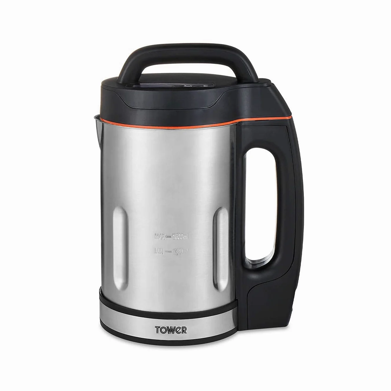 Tower T12031 Machine à soupe avec pichet et lame en acier inoxydable, panneau LED, système de contrôle intelligent, 1000 W, 1,6 litre, argent