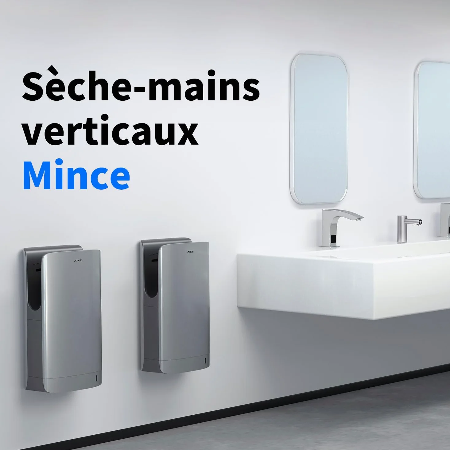 AIKE Swan Sèche-Mains Slim avec Filtre HEPA, Design Courbé Élégant et Esthétique Minimaliste pour Salles de Bain Modernes, 220V Modèle AK2065