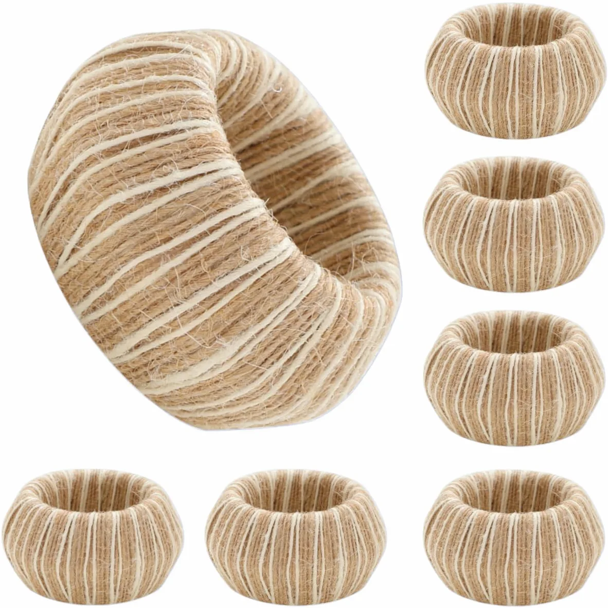 Rond De Serviette De Table Lot de 60 Ronds De Serviette Tressés a La Main en Corde De Chanvre Couleur Claire pour Dîner De Mariage Hôtel Ou en Famille