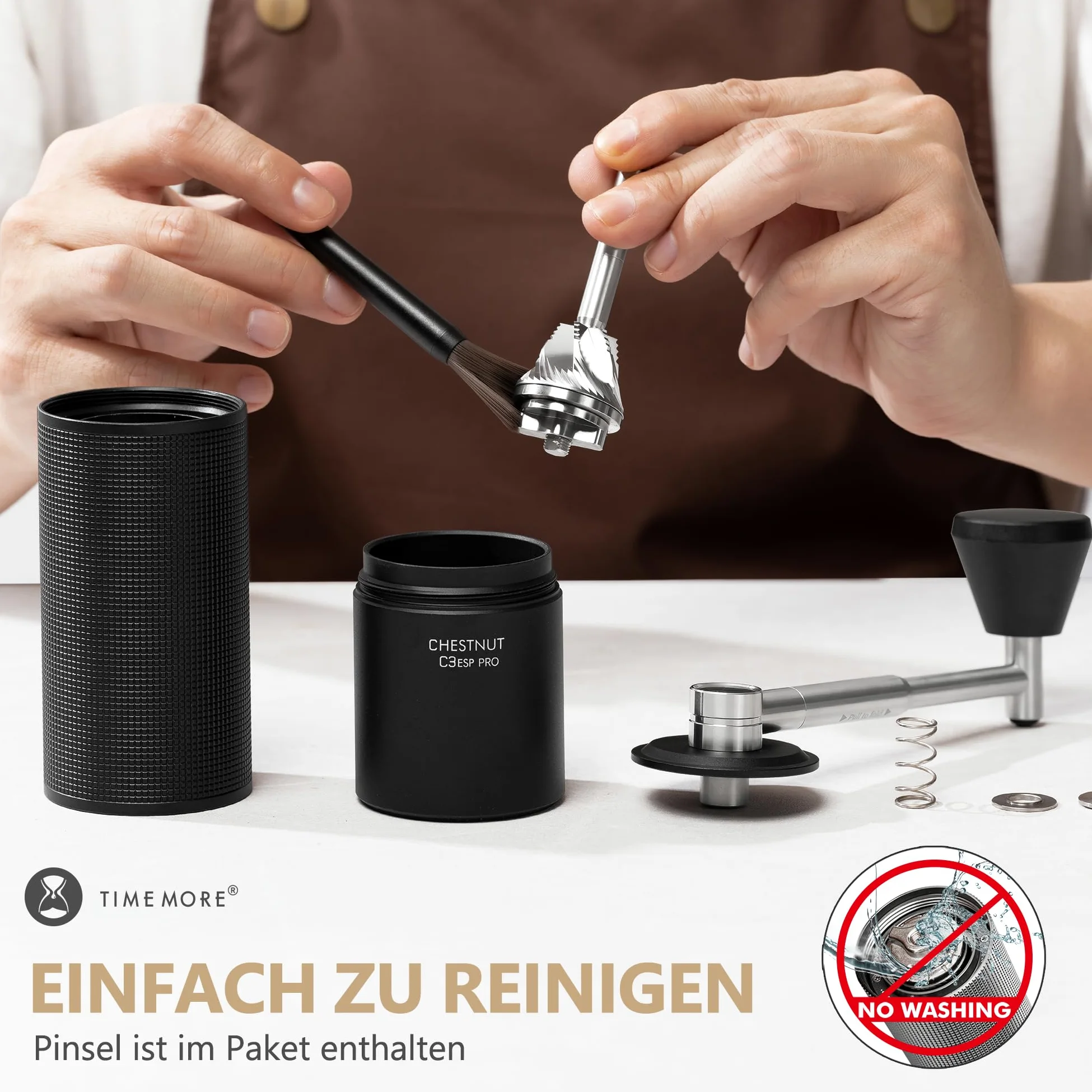 TIMEMORE Chestnut C3 ESP PRO, moulin à café manuel, corps entièrement métallique, fraise conique S2C en acier inoxydable, moulin à café manuel avec poignée pliante, pour Espresso et French Press, noir