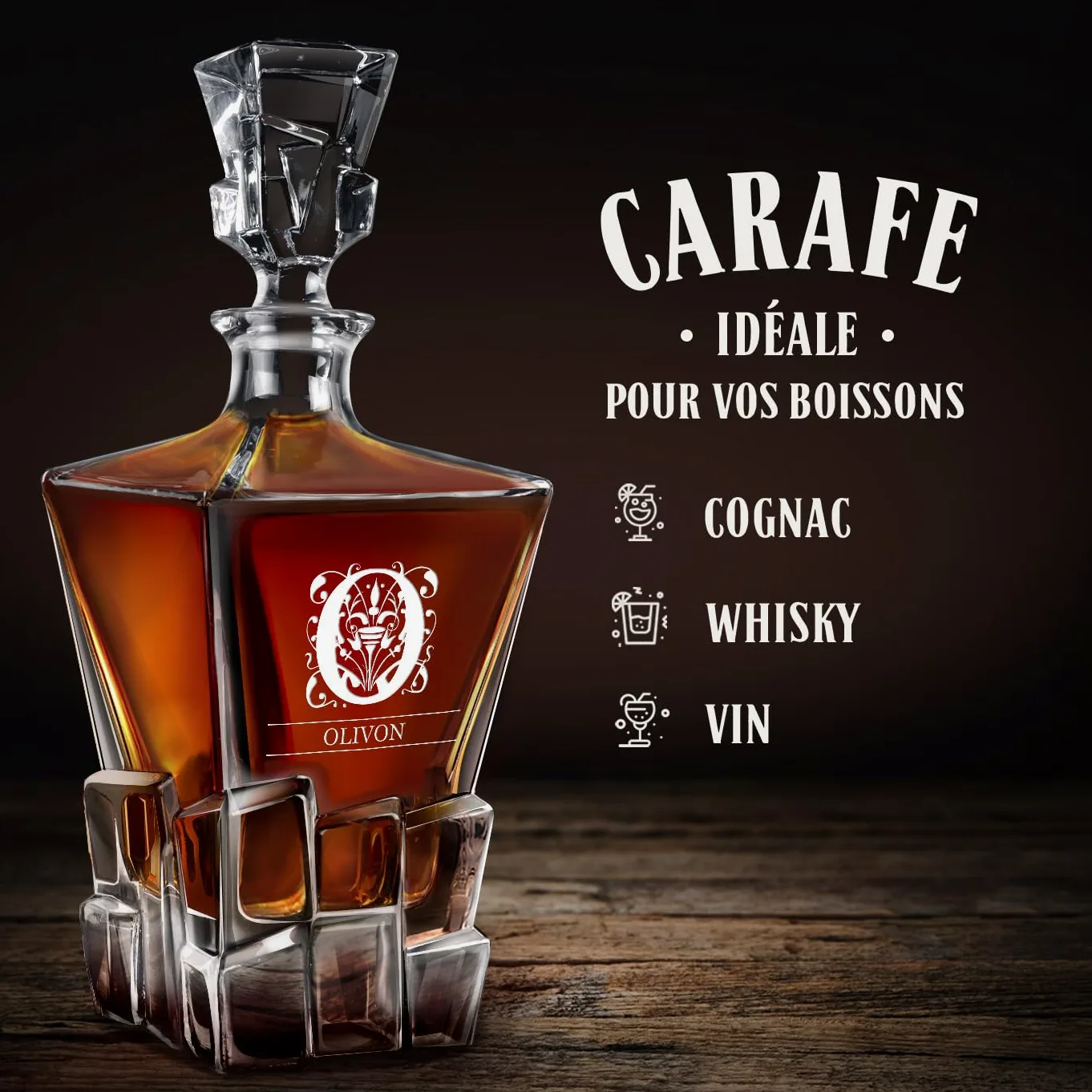 Maverton Carafe en verre et 6 verres a whisky, Avec motif décoratif | Ensemble Personnalisé Idee Cadeau Homme, Cadeau Anniversaire Homme, Set whisky au design unique, Pour connaisseur, Ornement