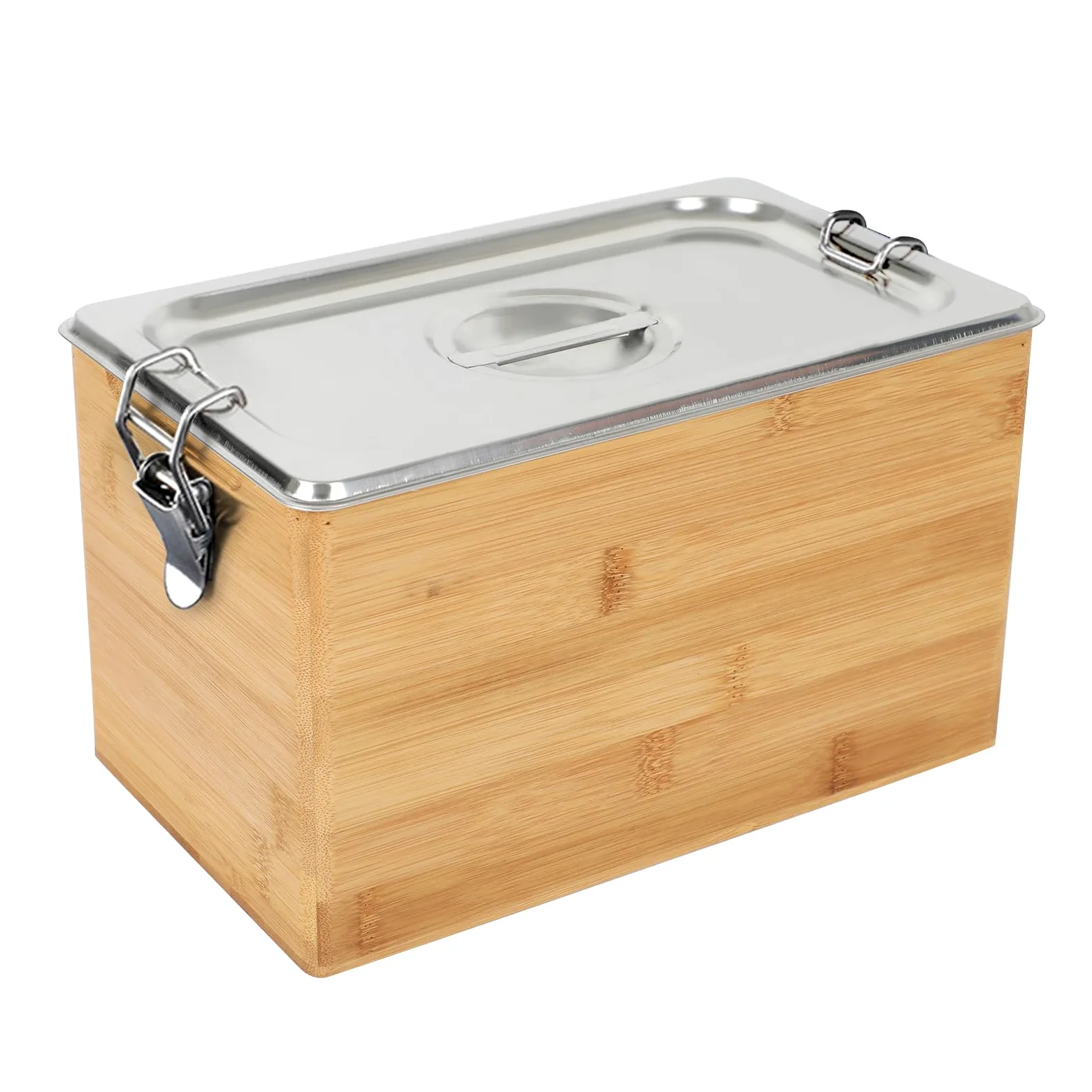 Poubelle à compost pour plan de travail de cuisine, poubelle en bois, poubelle biologique, récipient en acier inoxydable avec couvercle, anti-odeurs, organisateur pour restes de nourriture