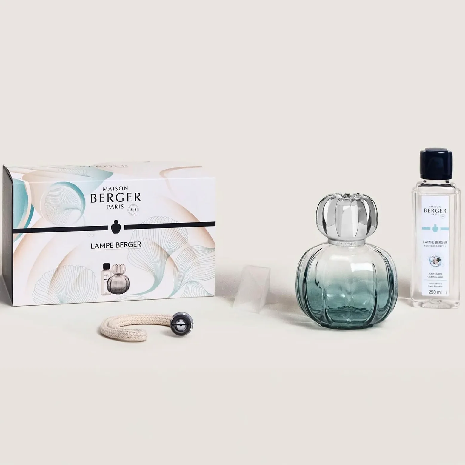 MAISON BERGER - Coffret Lampe Berger Corali avec Recharge Parfum 250ml, Prête à l'emploi - Parfume et Purifie - Diffusion Fine, Homogène et Longue Durée (Vert)
