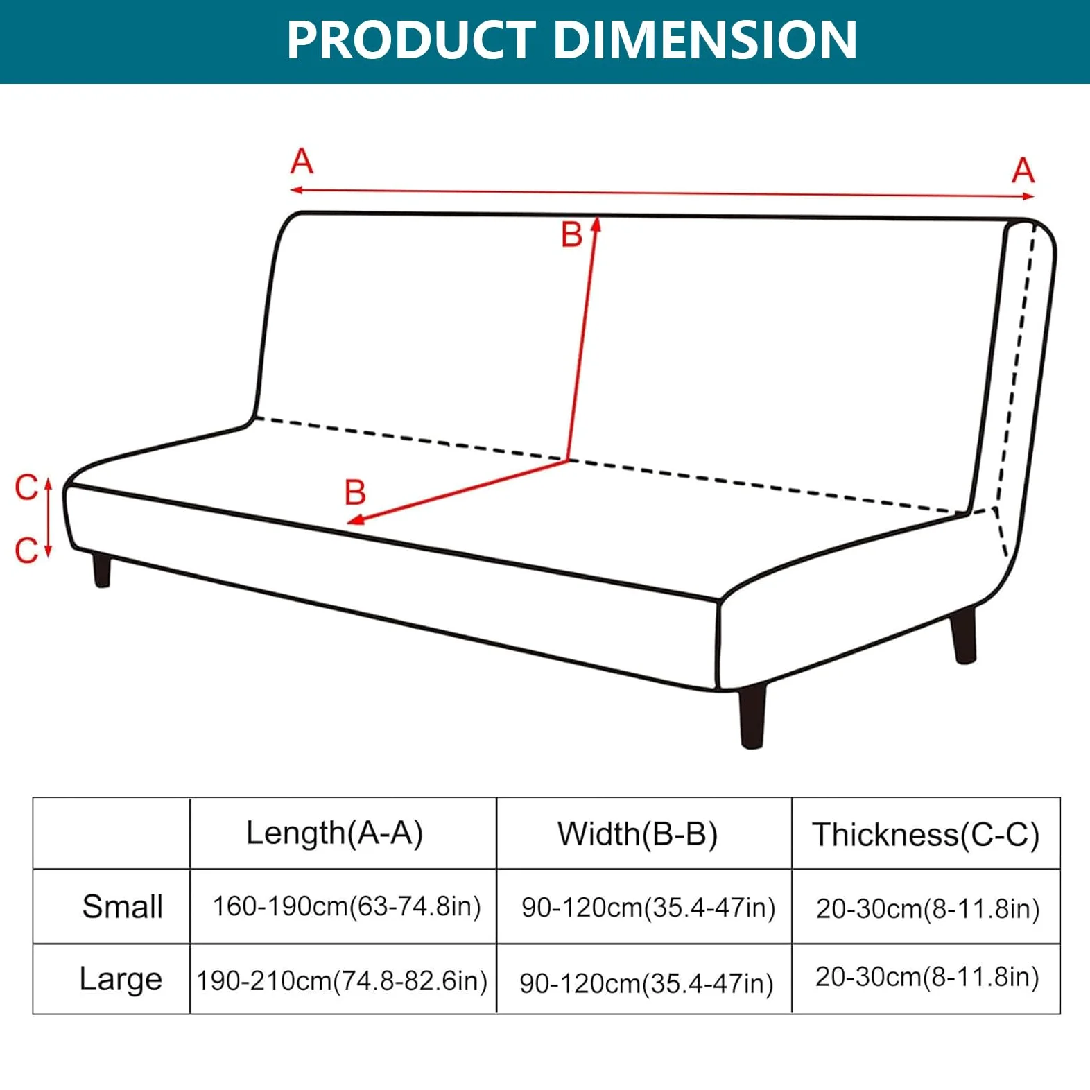 Housse de futon pour canapé-lit, de couleur unie, extensible, pliable avec élastique en bas, pour salon, (jaune, taille S)