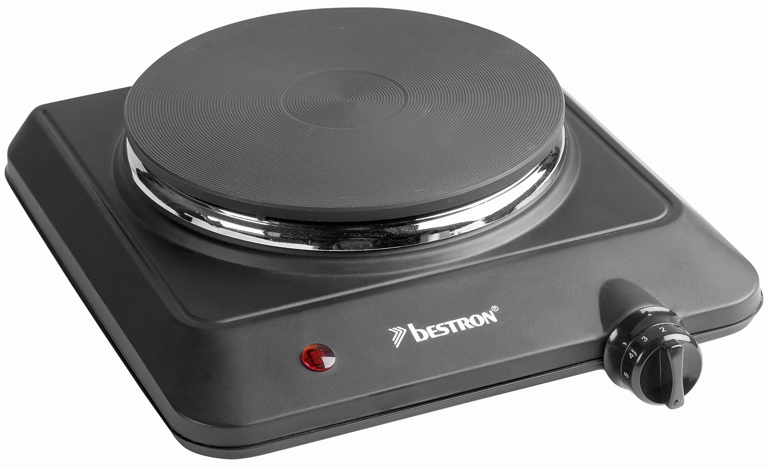 Bestron Plaque de Cuisson Compacte en Fonte, Kitchen Heroes, Ø 18 cm, 1500 Watts, Noir