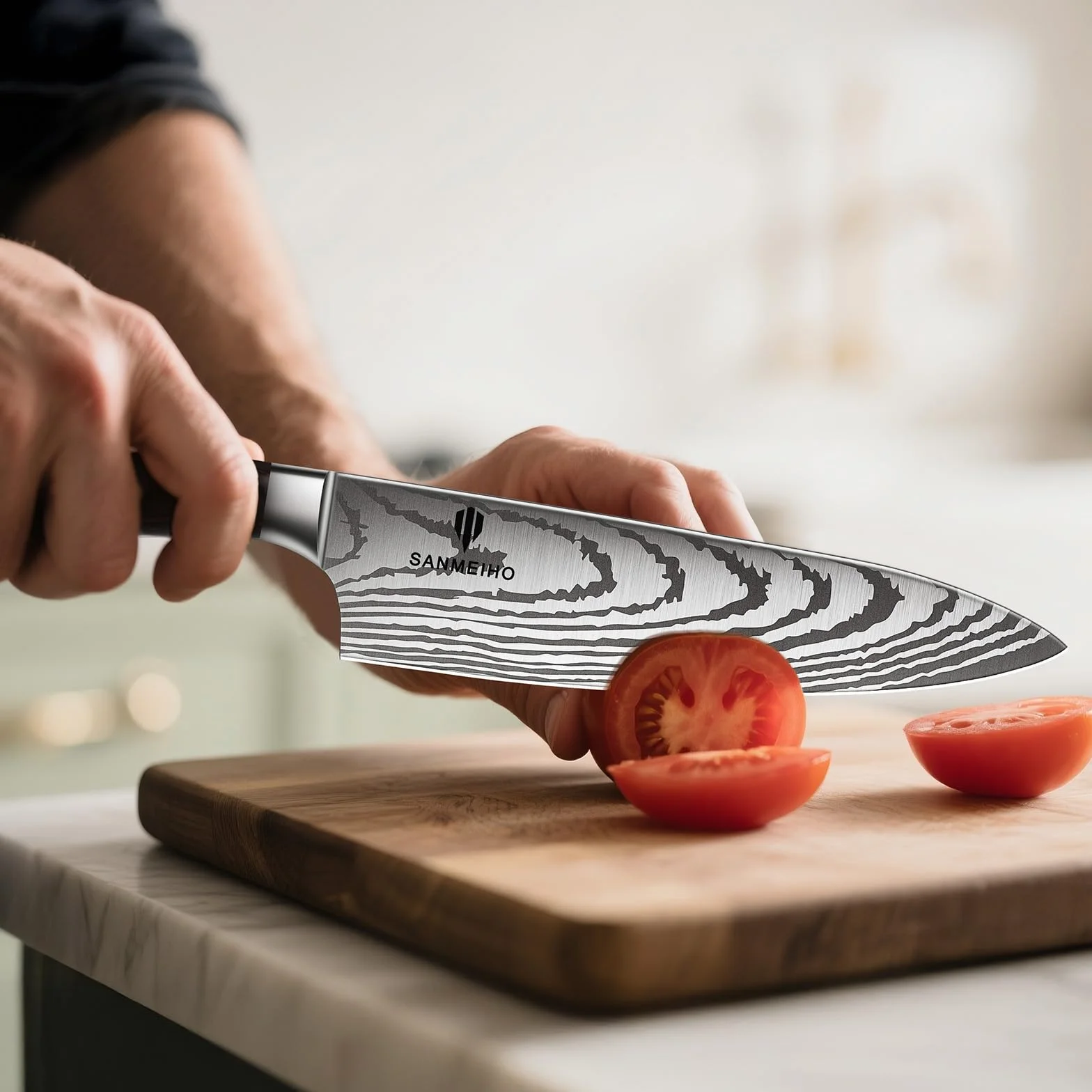 SANMEIHO Ensemble de Couteaux, 16 PCS Ensemble de Couteaux de Cuisine en Acier Inoxydable Allemand pour la Cuisine avec Bloc, Set de Couteaux de Chef Professionnel Ultra-tranchant avec Aiguiseur