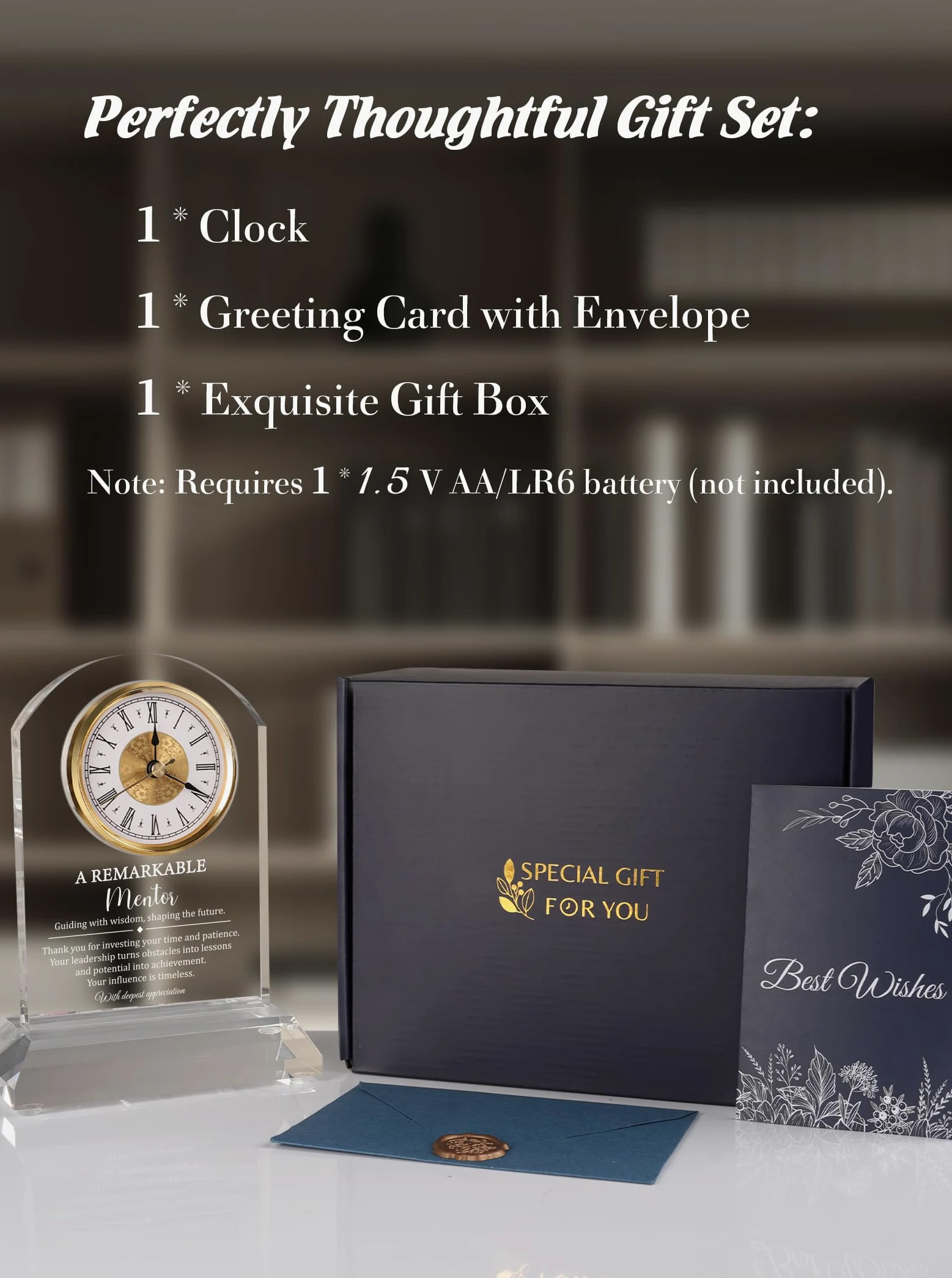 Cadeau mentor pour homme et femme – Horloge de bureau souvenir, Thank You for Helping Me Grow, avec boîte cadeau et carte, décoration de bureau et d'intérieur, appréciation pour enseignant, patron