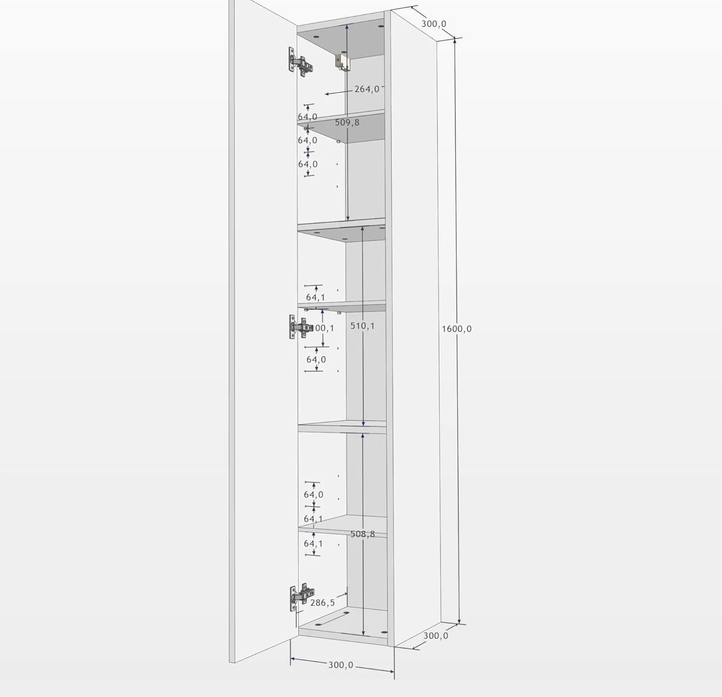 Armoire de Salle de Bain - Meuble Mural Pliable - Ouverture télescopique - Porte à Droite/Gauche - Blanc Mat/Blanc Brillant - Dimensions : 160 x 30 x 30 cm