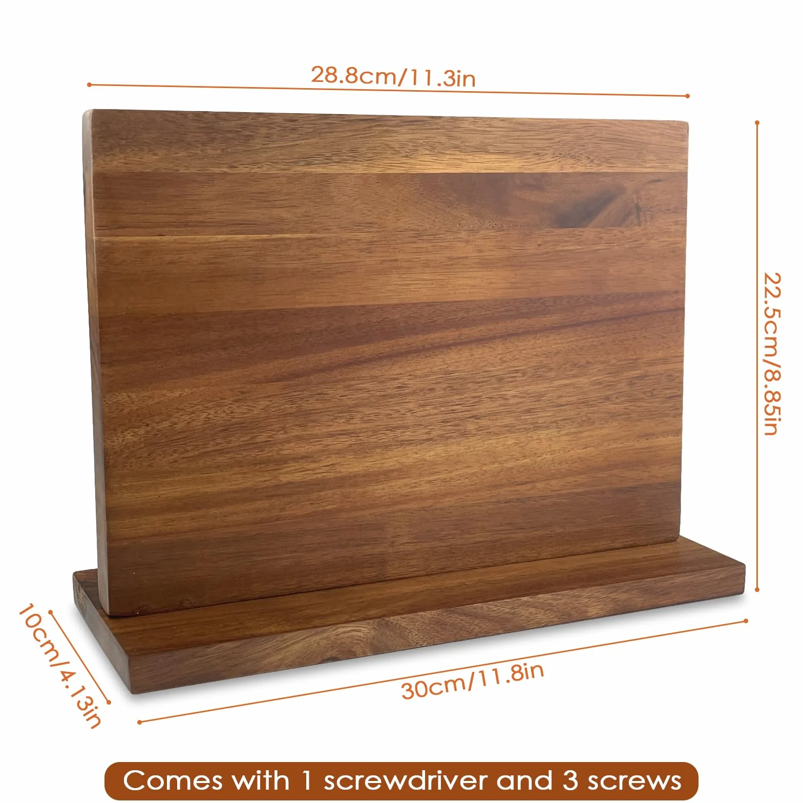 Porte Couteaux Aimanté, Porte Couteaux Cuisine, Bloc Couteaux Magnétique Bois d'Acacia, Aimanté Double Face Porte, Range Couteau de Cuisine avec Aimant Puissant, Antidérapant et Encombrant