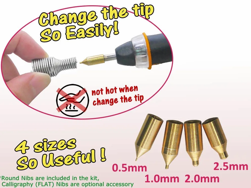 KINGTOOL Outil d'estampage à chaud Chaud Quill Stylo à gaufrage Hot Foil Pen, alimenté par USB (avec 4 pointes) (bleu)