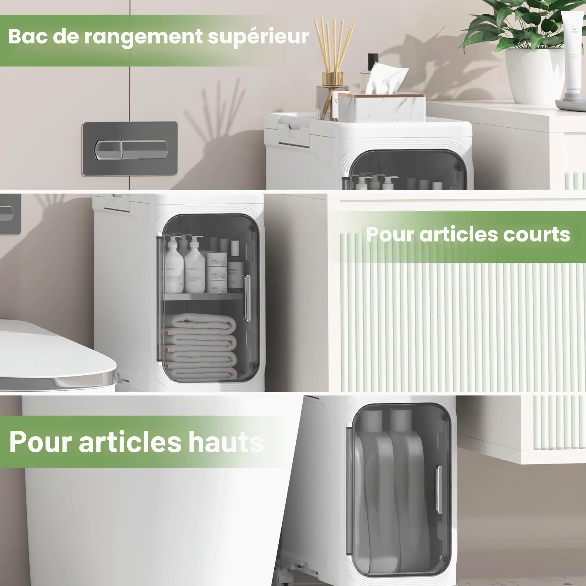 Armoire de Salle de Bain Mince, unité de Rangement Autonome en Plastique avec Porte, Petit Chariot étanche avec roulettes pour Bureau, Salon, Cuisine, entrée (21CM*34CM*67CM, Blanc)