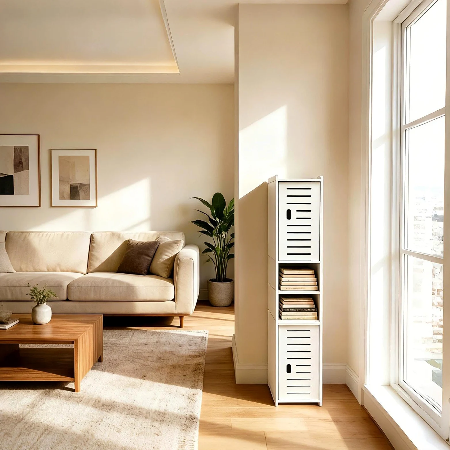 Chiluxendo Blanc Armoire Salle de Bain, Armoire d'angle avec Porte et Compartiment Ouvert, Meuble Toilettes, Meuble de Rangement de Salle de Bain Etroit pour Salle de Bain, Salon, Cuisine(20x18x97cm)