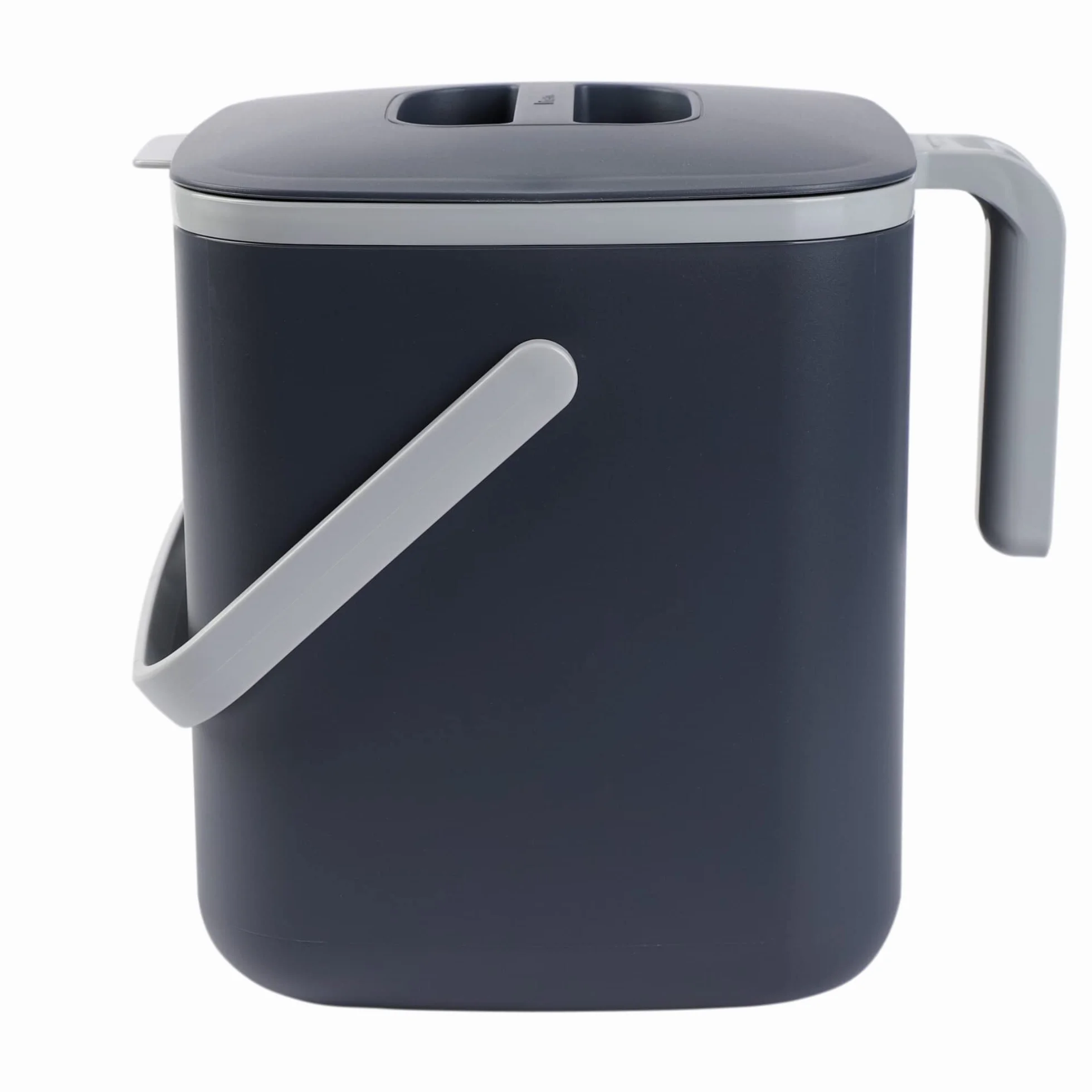 BLUE GINKGO Bac à Compost de Cuisine - Bac de Déchets Alimentaires Facile à Nettoyer avec Poignées | Bac à Compost de Cuisine pour Plan de Travail | Fabriqué en Corée (5 L) - Gris