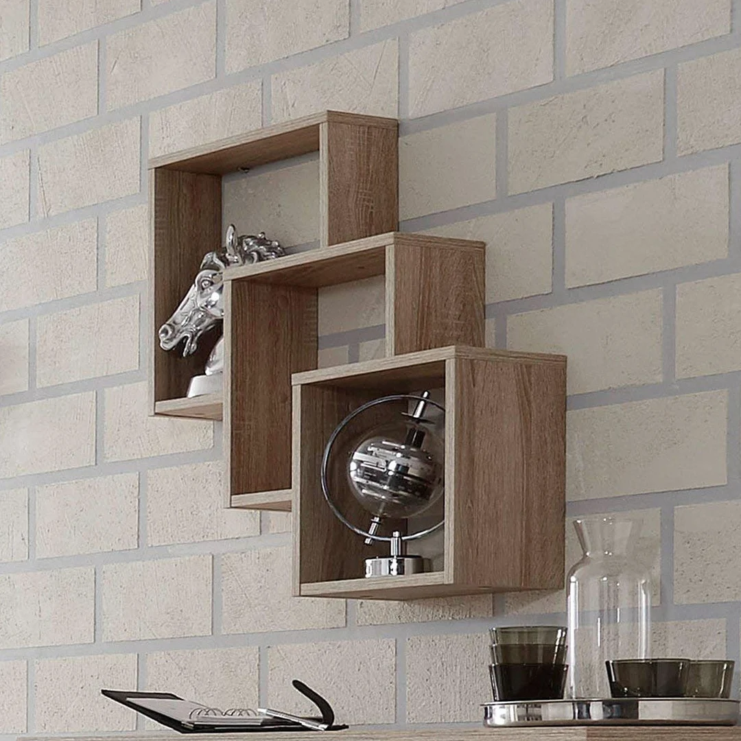 FMD Möbel 297-001_ei Fibi Étagère Murale avec 3 Compartiments Panneaux Mélaminiques Chêne 19 x 64 x 65,5 cm