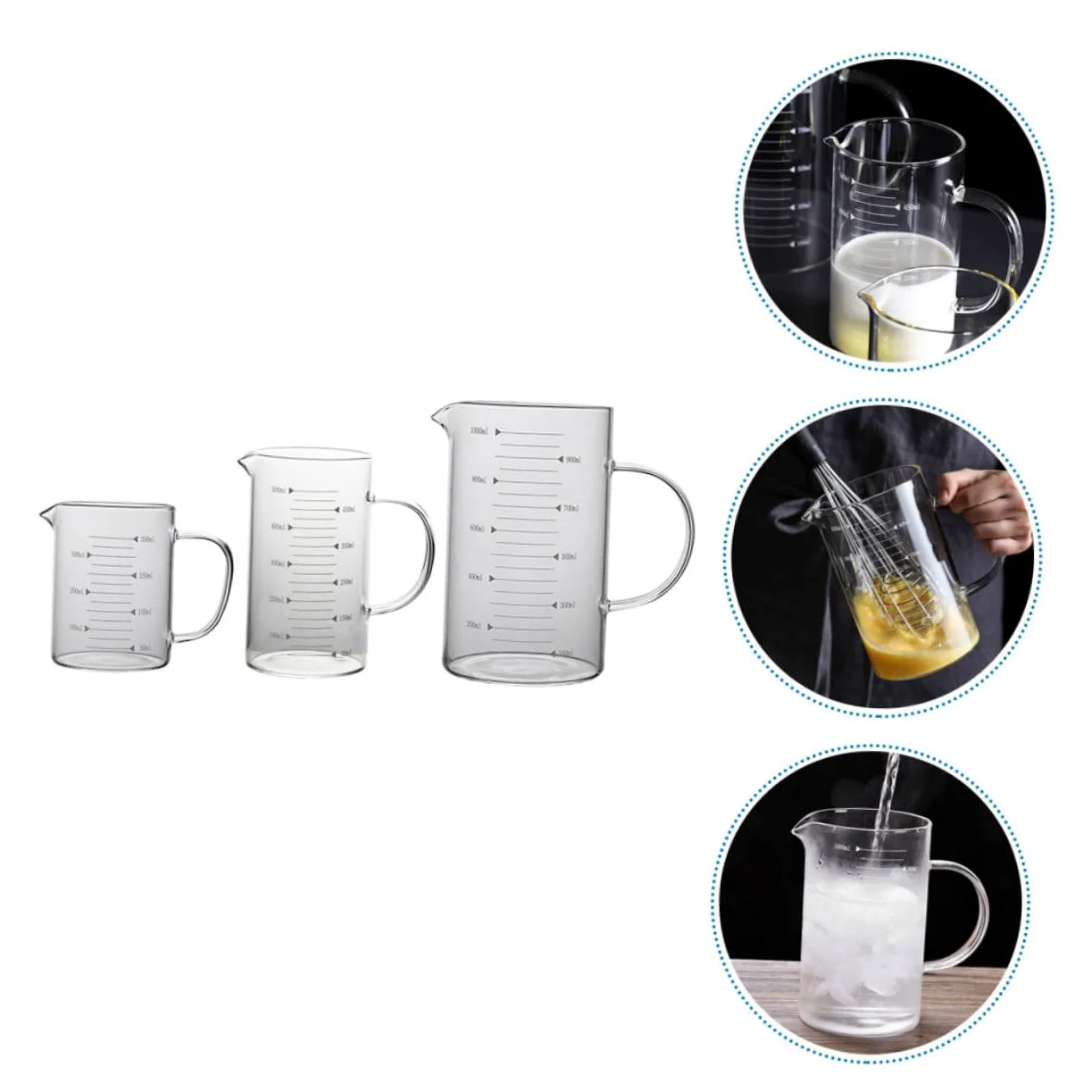 Mikinona Lot de 3 tasses à mesurer en verre pour le lait pour les restaurants les bars pour un débit fluide