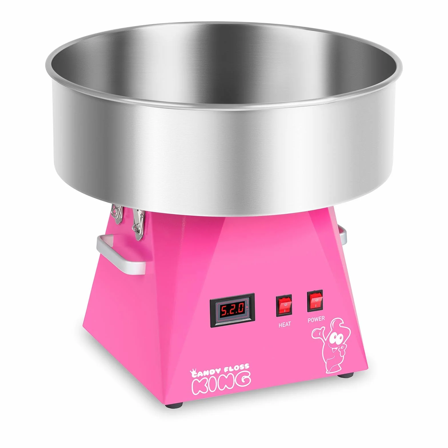 Royal Catering RCZK-1030-W-R Machine a Barbe a Papa Professionnelle (Ø 52 cm, 1200 W, 1 portion / 30 s, Acier Inoxydable) Rose