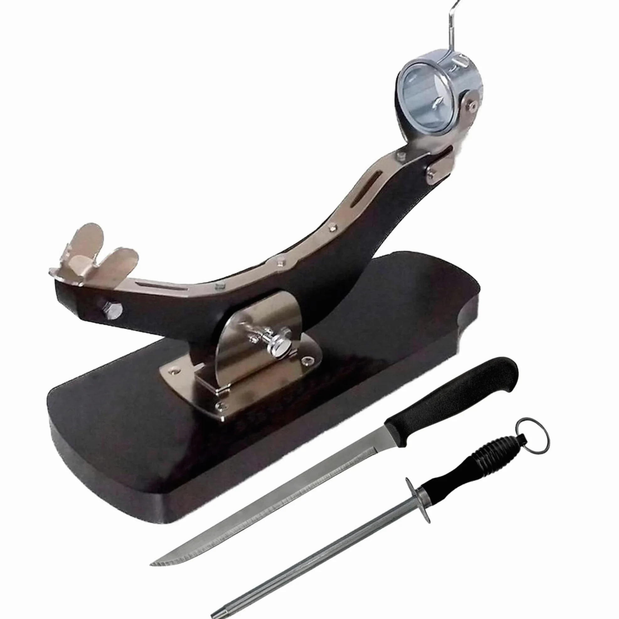 Support à jambon inclinable professionnel en acier inoxydable avec couteau de coupe de haute précision et affûteur intégré