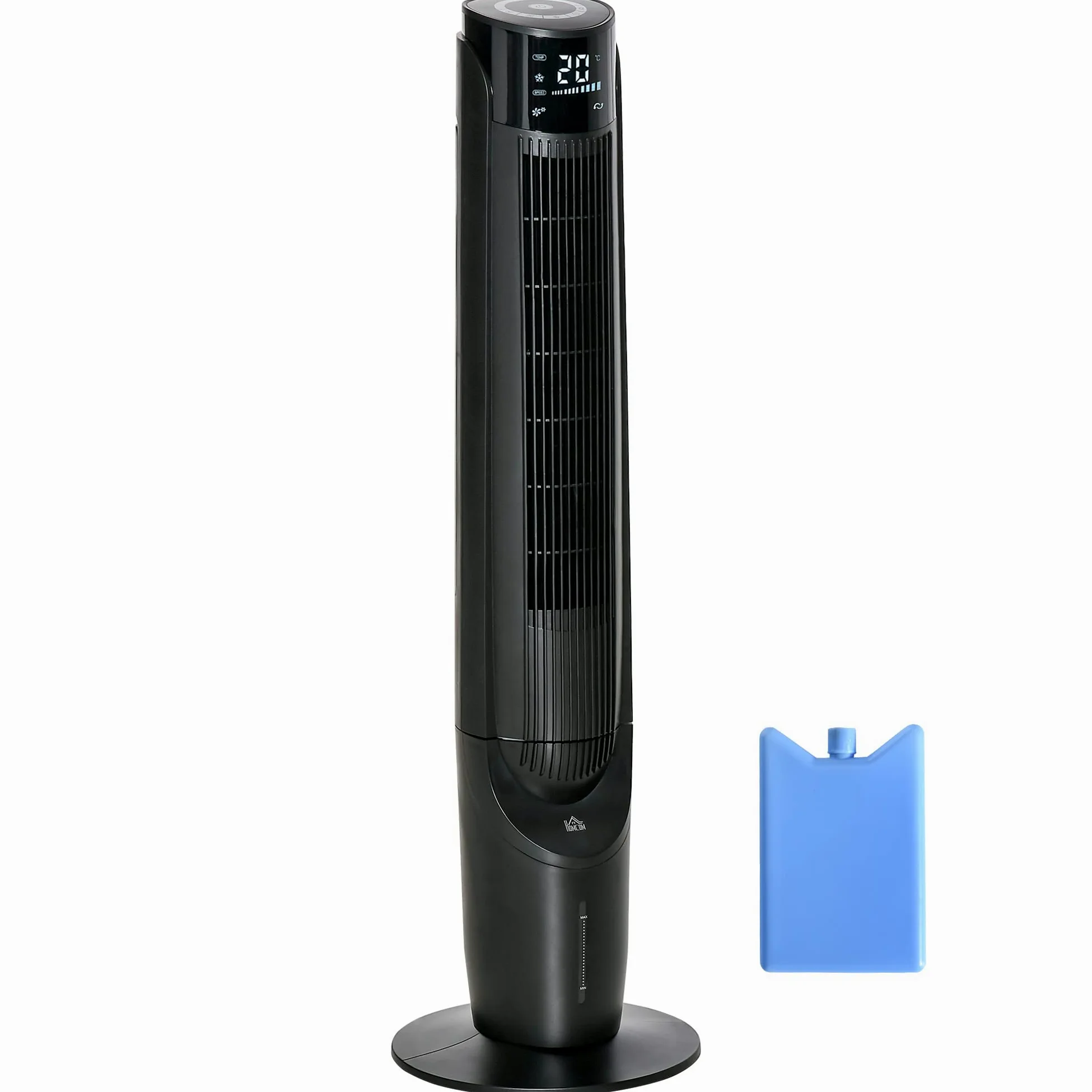 HOMCOM Rafraîchisseur d'air/ventilateur colonne/humidificateur 3 en 1-oscillant, 4 modes, 3 vitesses, Minuterie, télécommande réservoir 2.8L avec 1 bloc réfrigérant