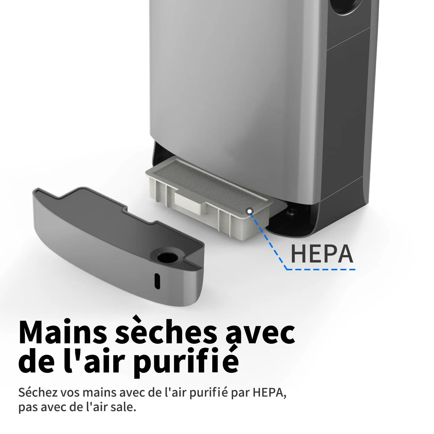 AIKE Swan Sèche-Mains Slim avec Filtre HEPA, Design Courbé Élégant et Esthétique Minimaliste pour Salles de Bain Modernes, 220V Modèle AK2065